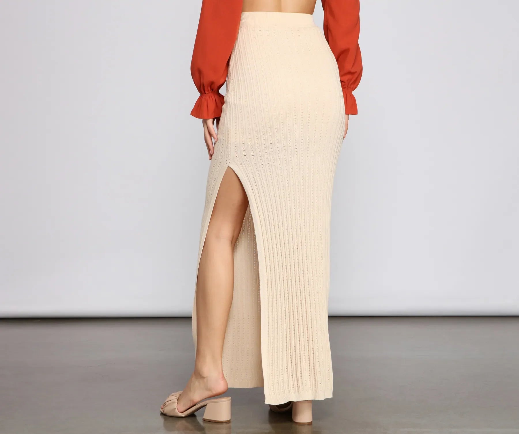 High Slit Maxi Knit Skirt - Image 3