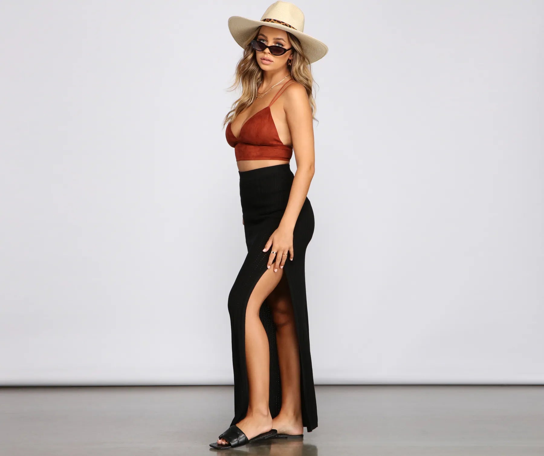 High Slit Maxi Knit Skirt - Image 9