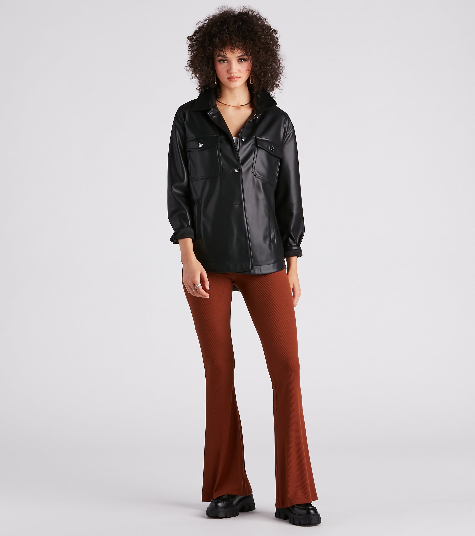 Trendy Babe Ribbed Knit Flare Pants - Image 2