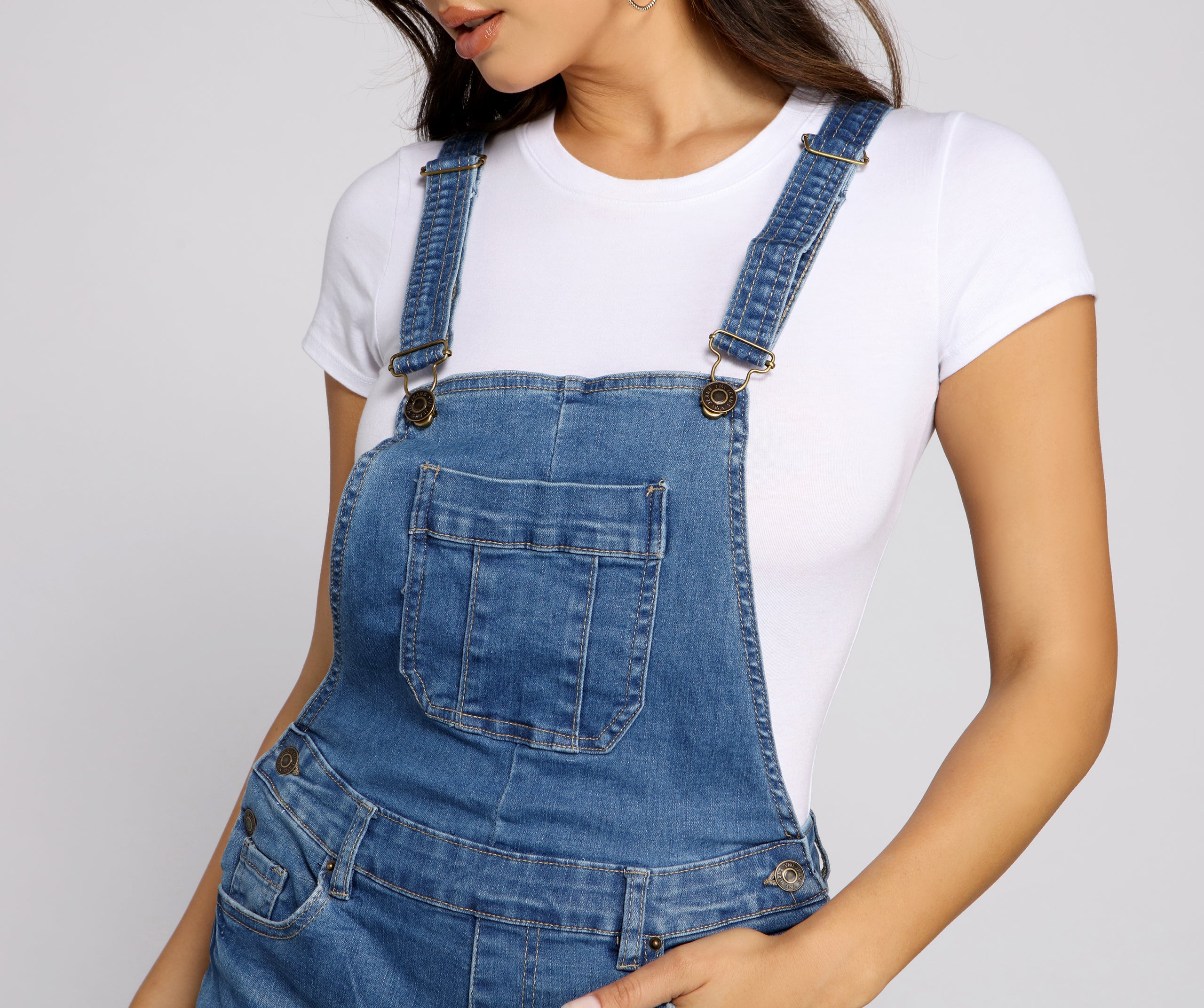 Stylishly Distressed Denim Shortalls - Image 3