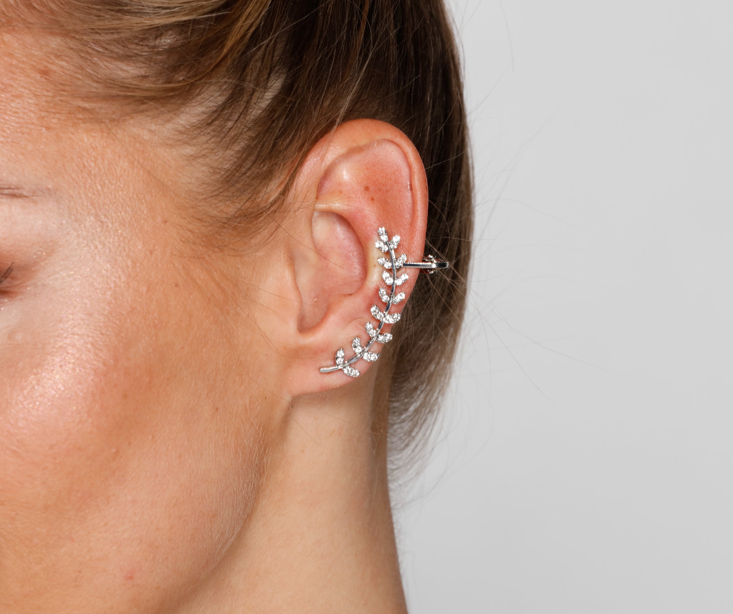 Rhinestone Leaf-Detailed Crawler And Stud Set - Image 2