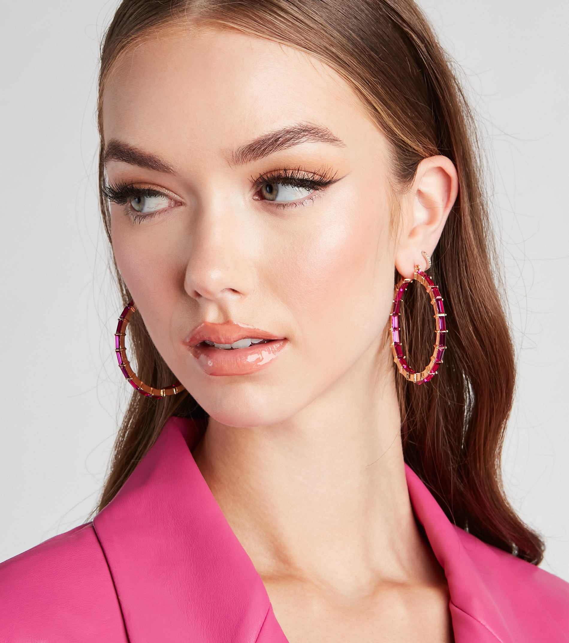 Quite A Gem Stone Hoop Earrings - Image 2