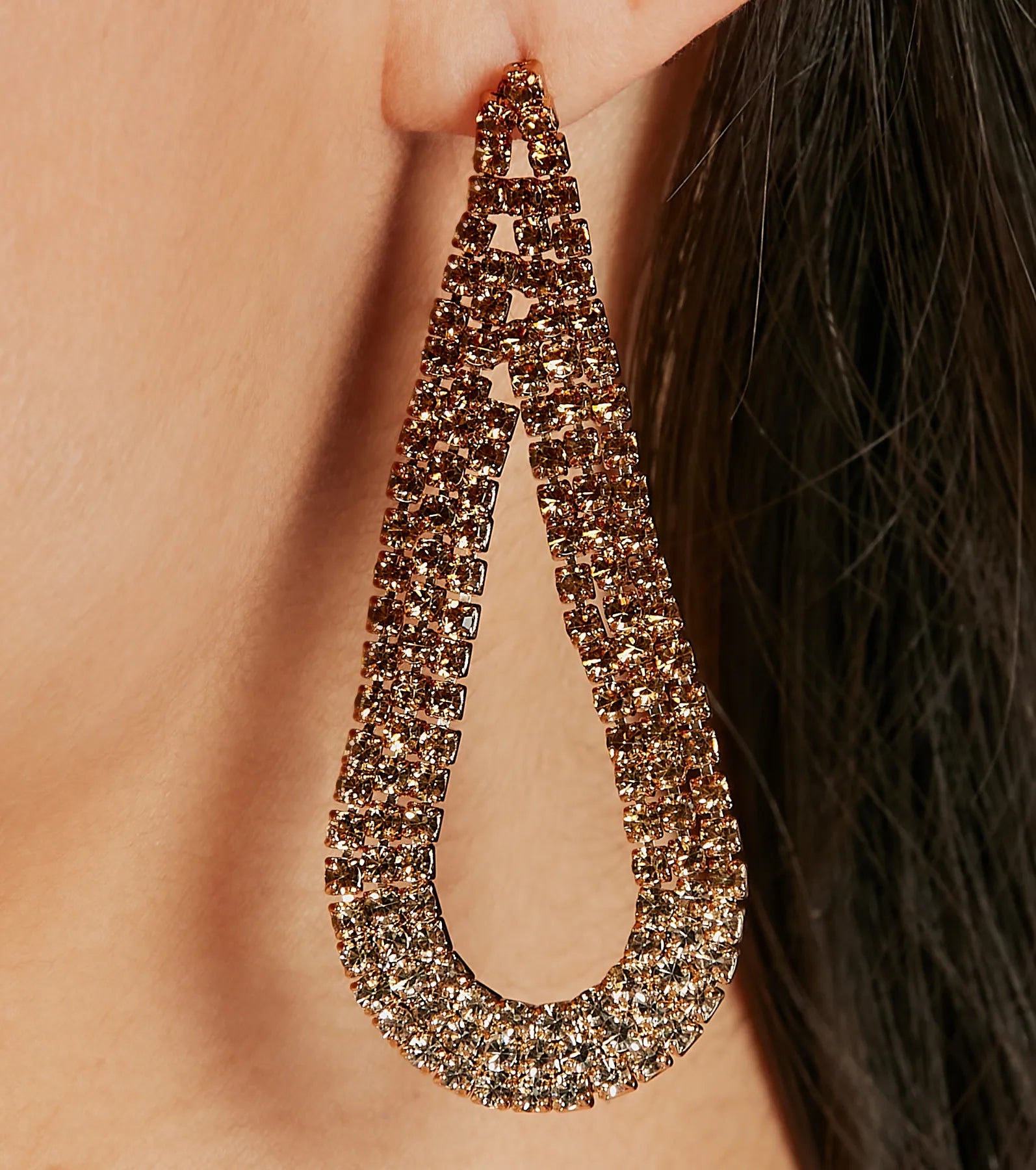 Glimmering Ombre Rhinestone Teardrop Earrings - Image 2