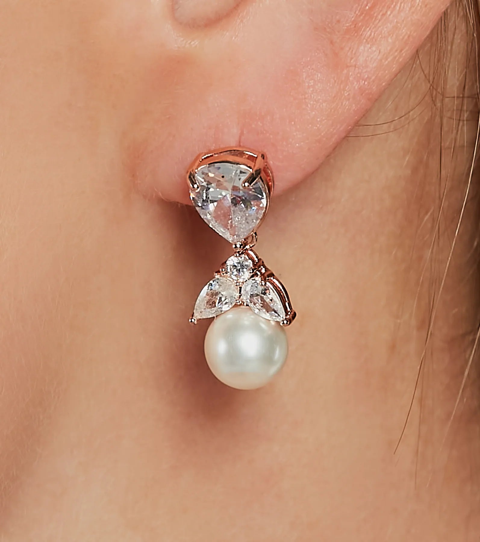 Luxe Aura Cubic Zirconia And Pearl Drop Earrings - Image 2