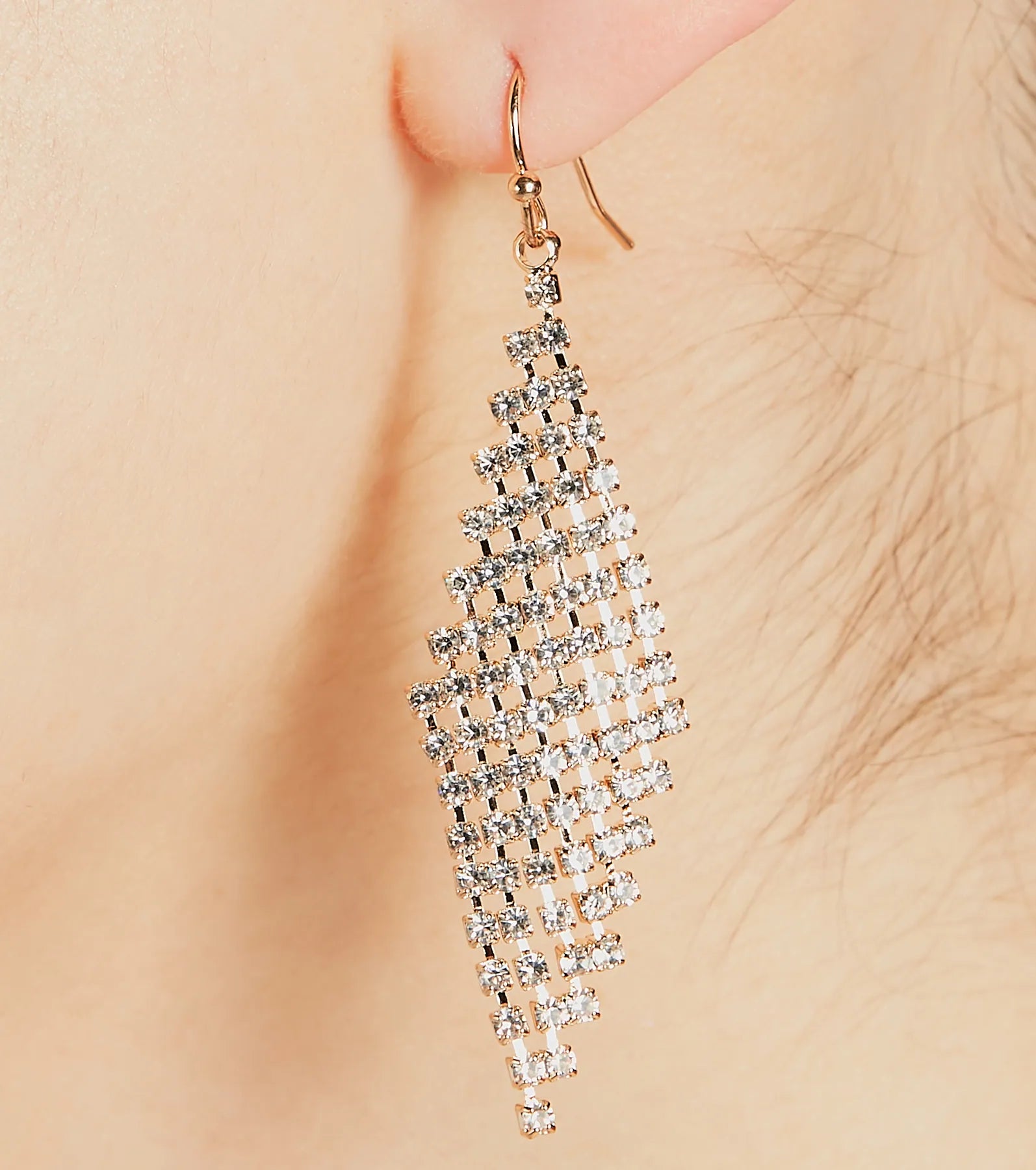 Delicate Glamour Rhinestone Drop Earrings - Image 2