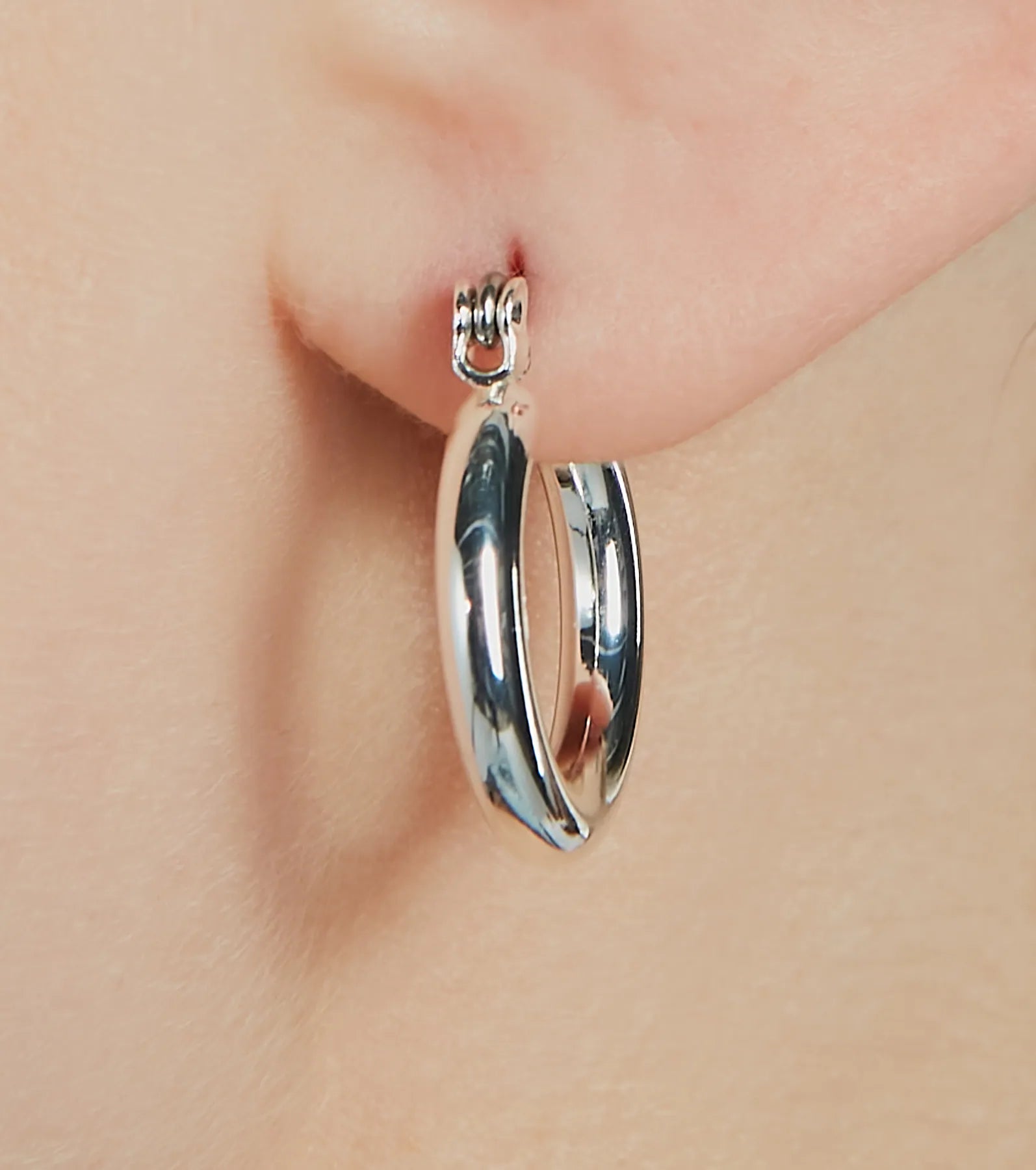 Luxe Fave Sterling Silver Plated Mini Hoop Earrings - Image 2
