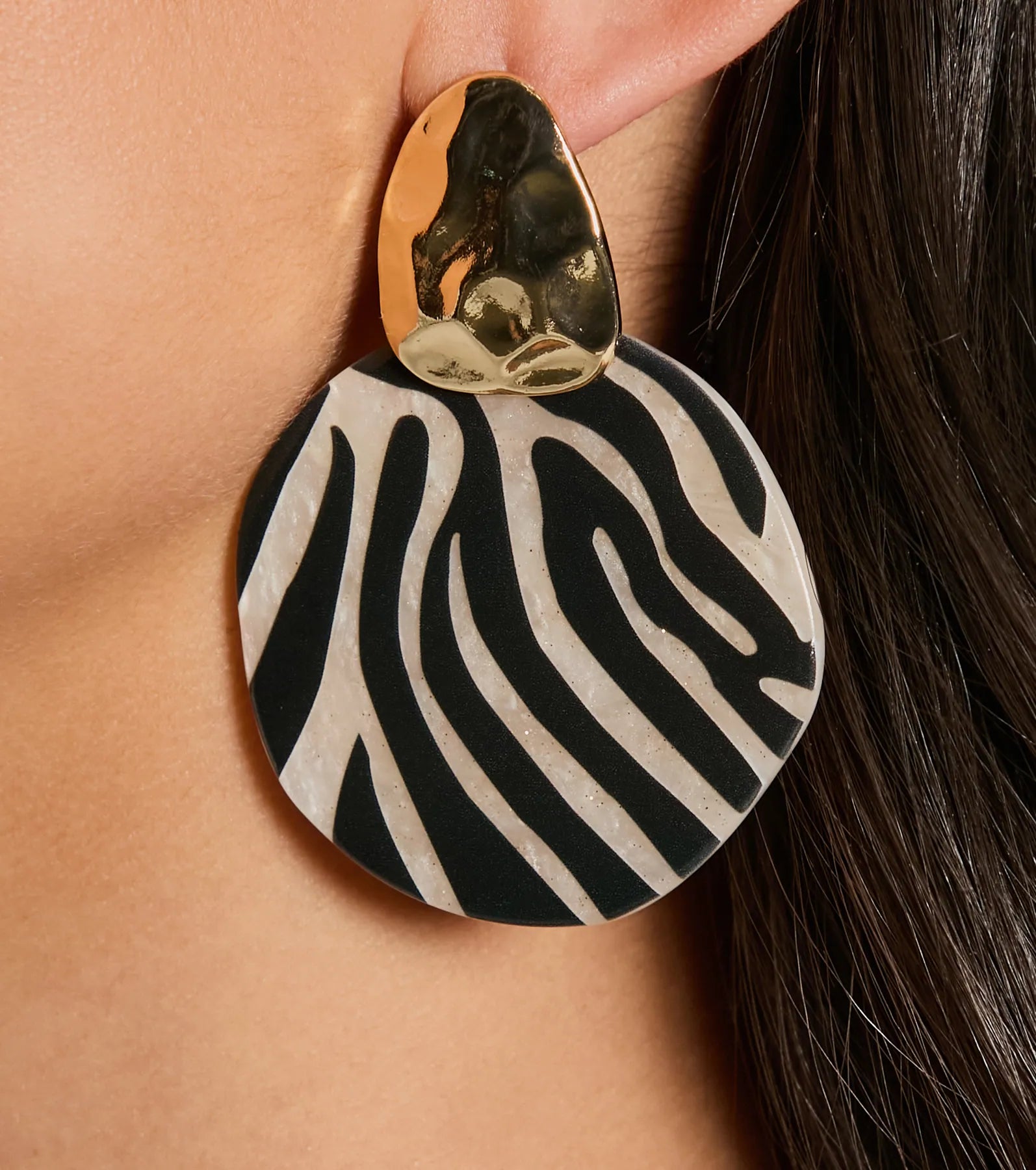 Wild Thing Zebra Print Statement Earrings - Image 3