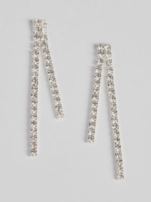 Elegant Glamour Rhinestone Bar Drop Earrings