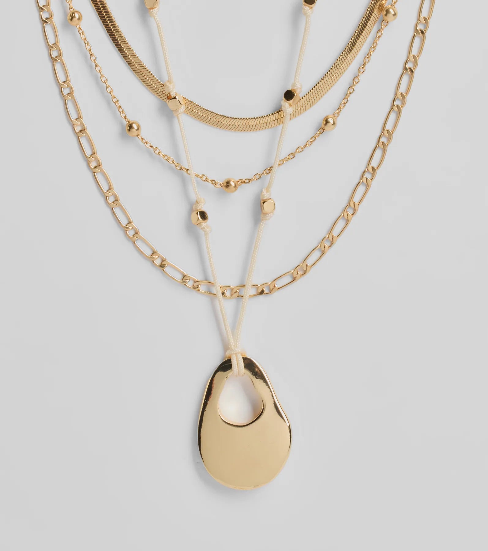 Boho Layered Beaded Chain Charm Necklace - Image 2