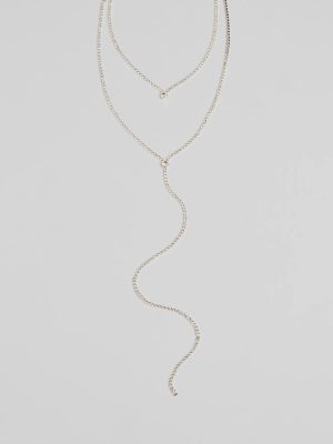 Trendy Glitz Rhinestone Layered Lariat Necklace