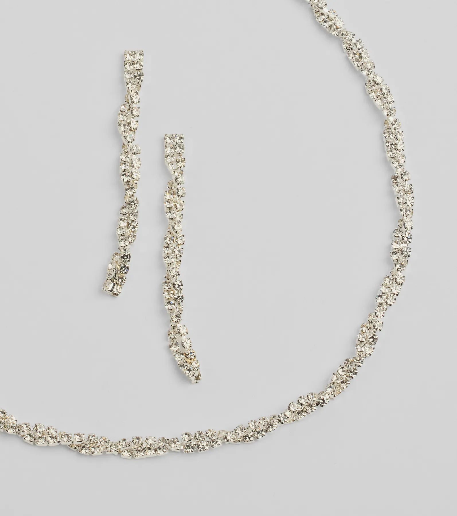 Glamorous Twists Rhinestone Necklace And Earrings Set - Image 2