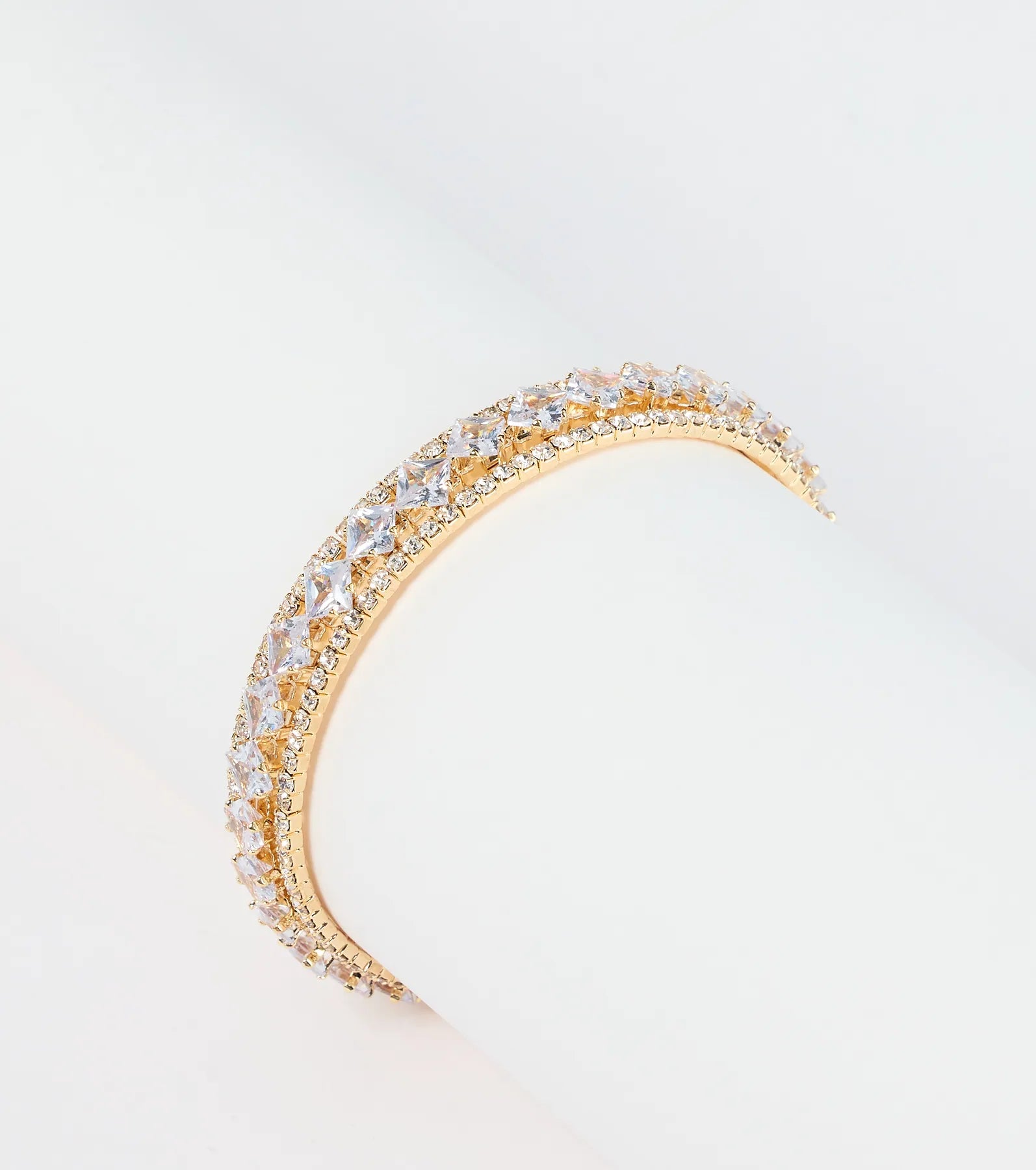 Glam Glimmer Rhinestone Memory Wire Bracelet