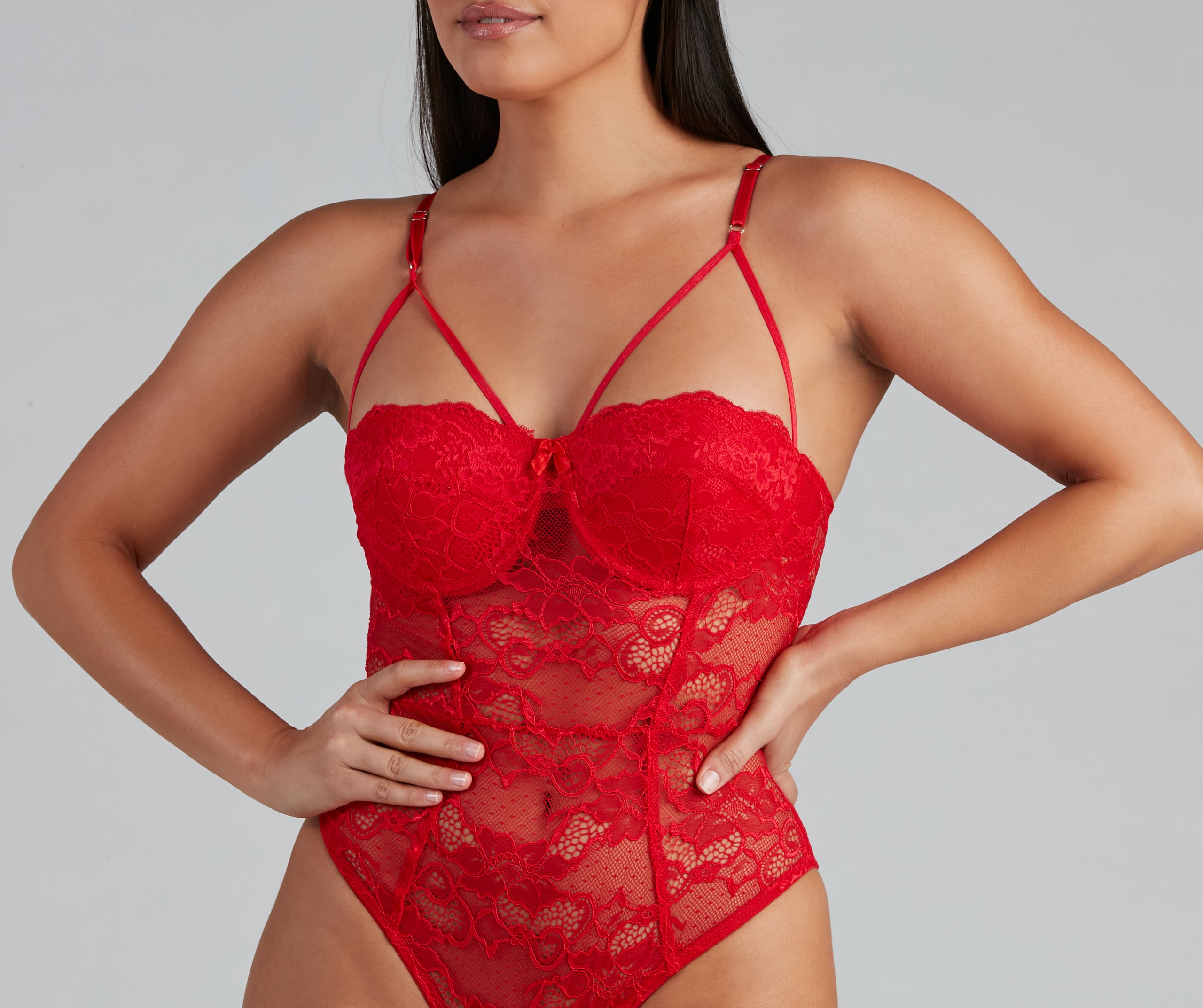 Sheer Desire Caged Lace Teddy - Image 3
