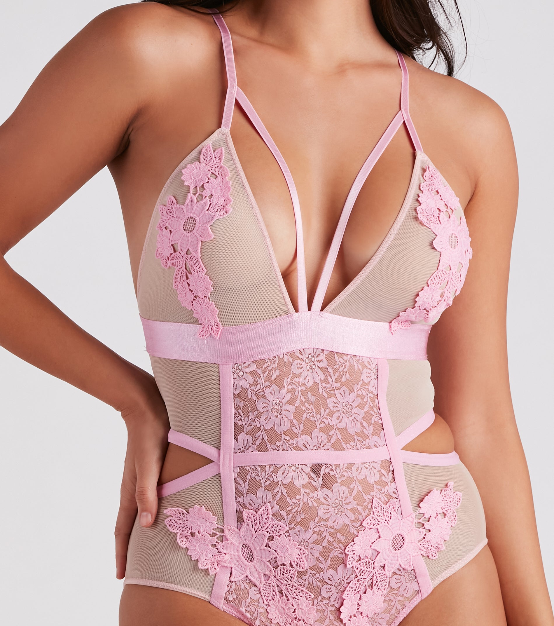 Flirty Desire Lace Floral Teddy - Image 3