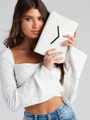 Classy Lady Flap Metal Trim Clutch