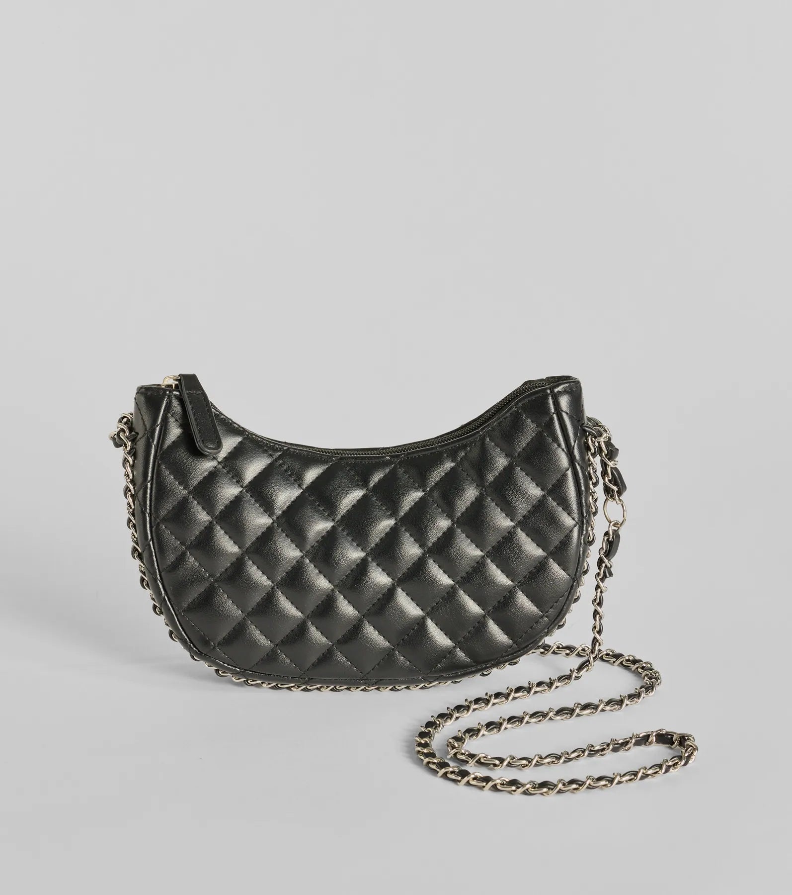Side To Side Chain Faux Leather Handbag - Image 3