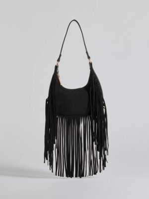 Caught In The Fringe Faux Suede Shoulder Bag