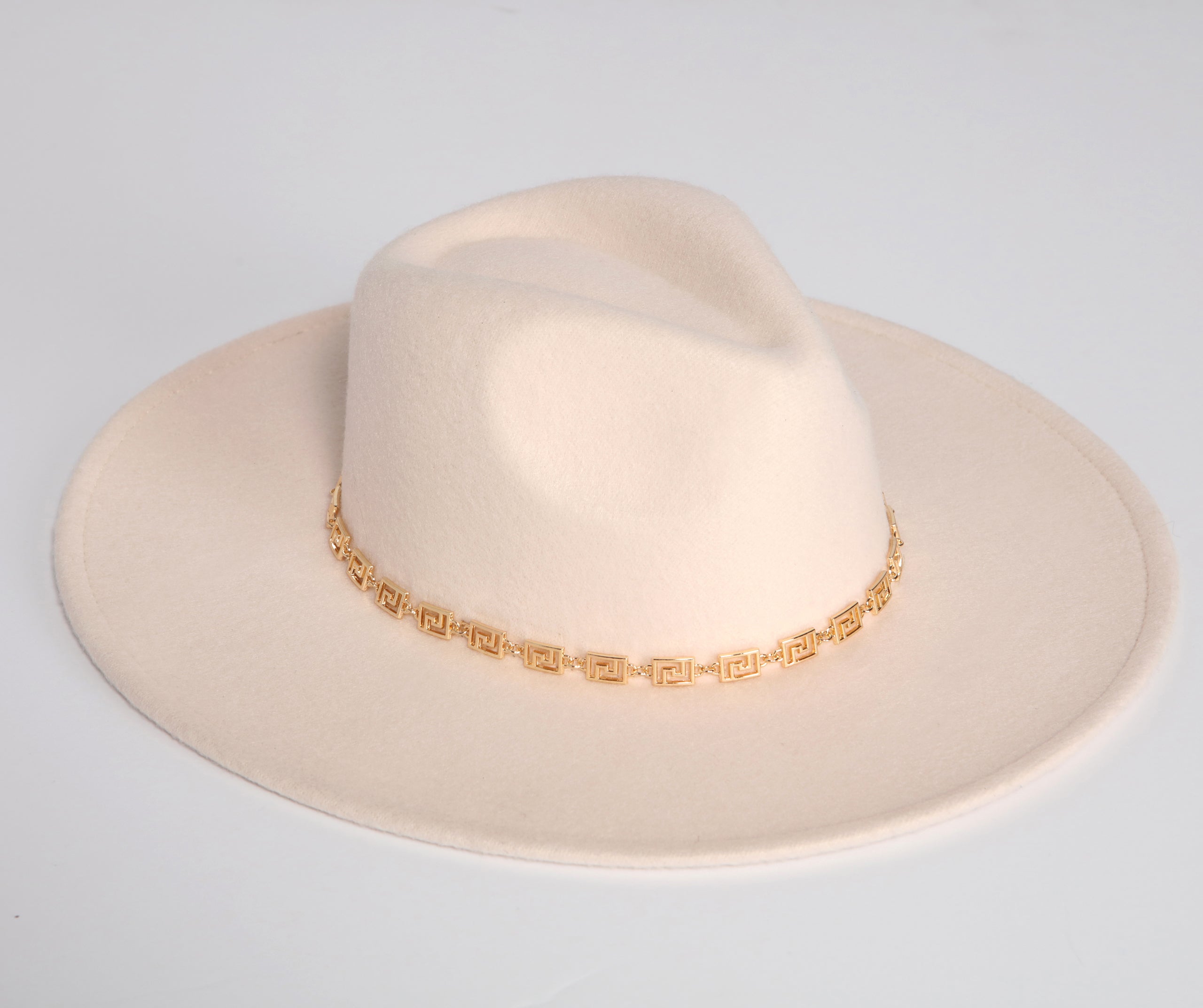 Greek Key Faux Wool Panama Hat - Image 4