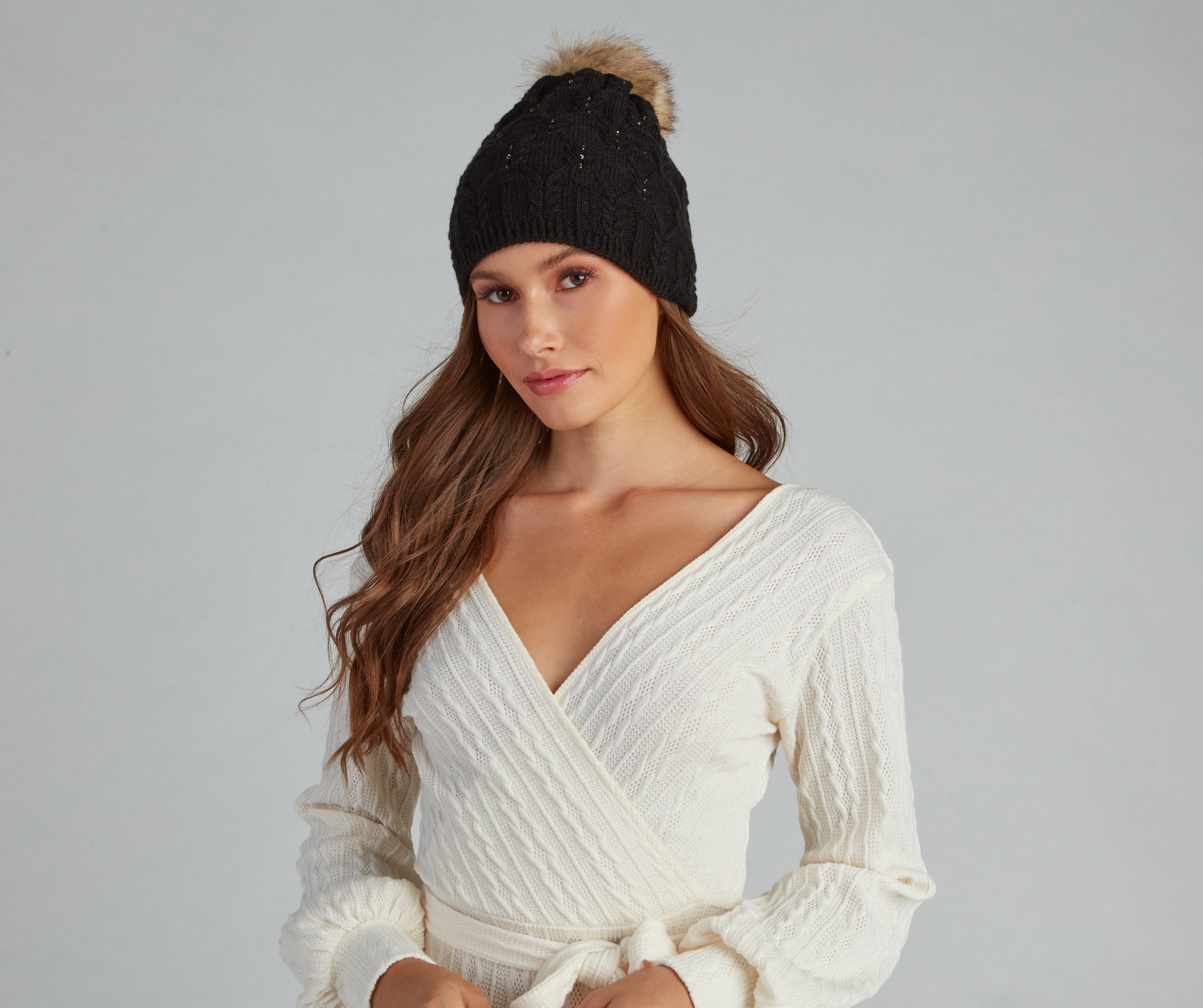 All the Blitz Rhinestone Knit Beanie