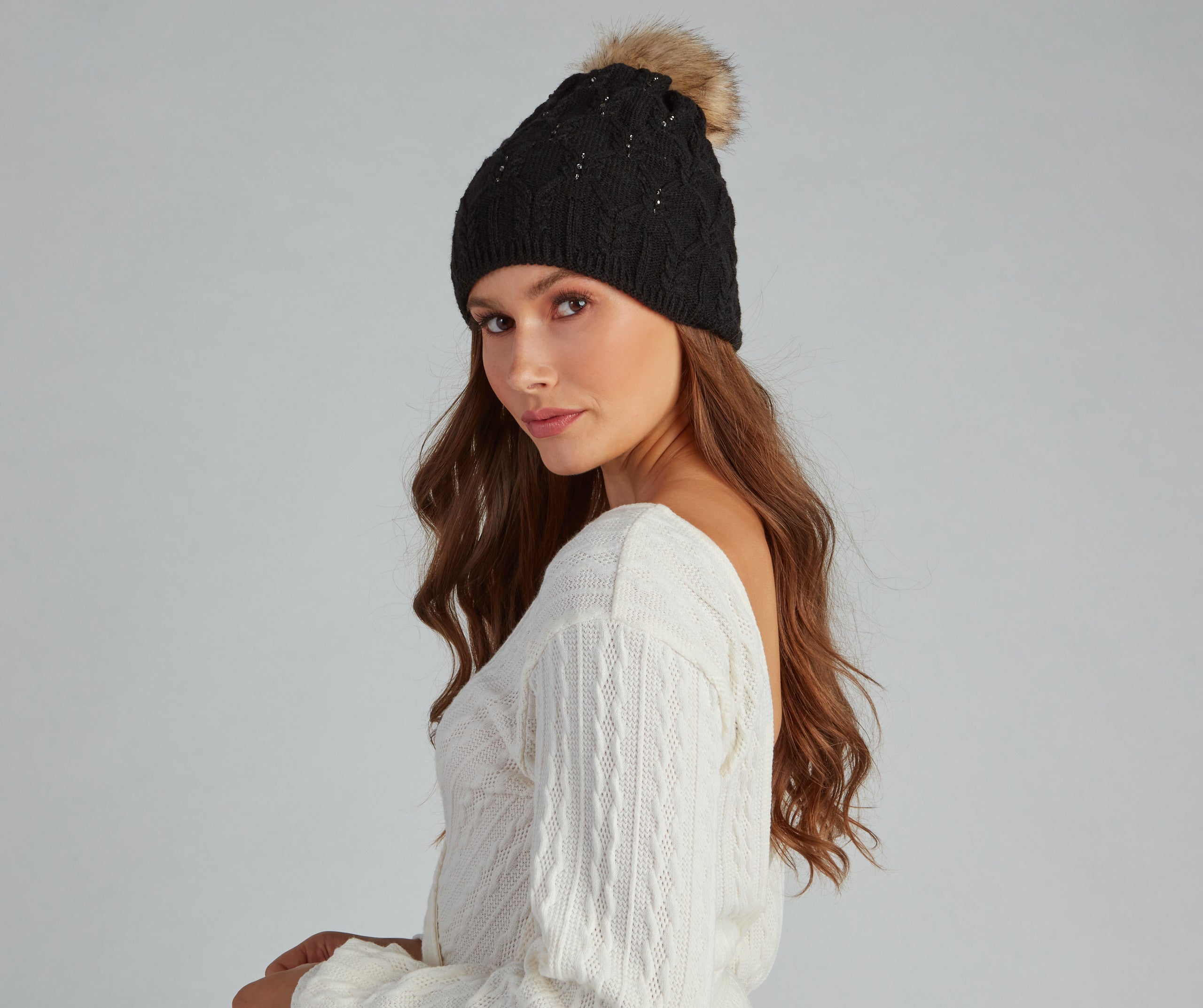 All the Blitz Rhinestone Knit Beanie - Image 2