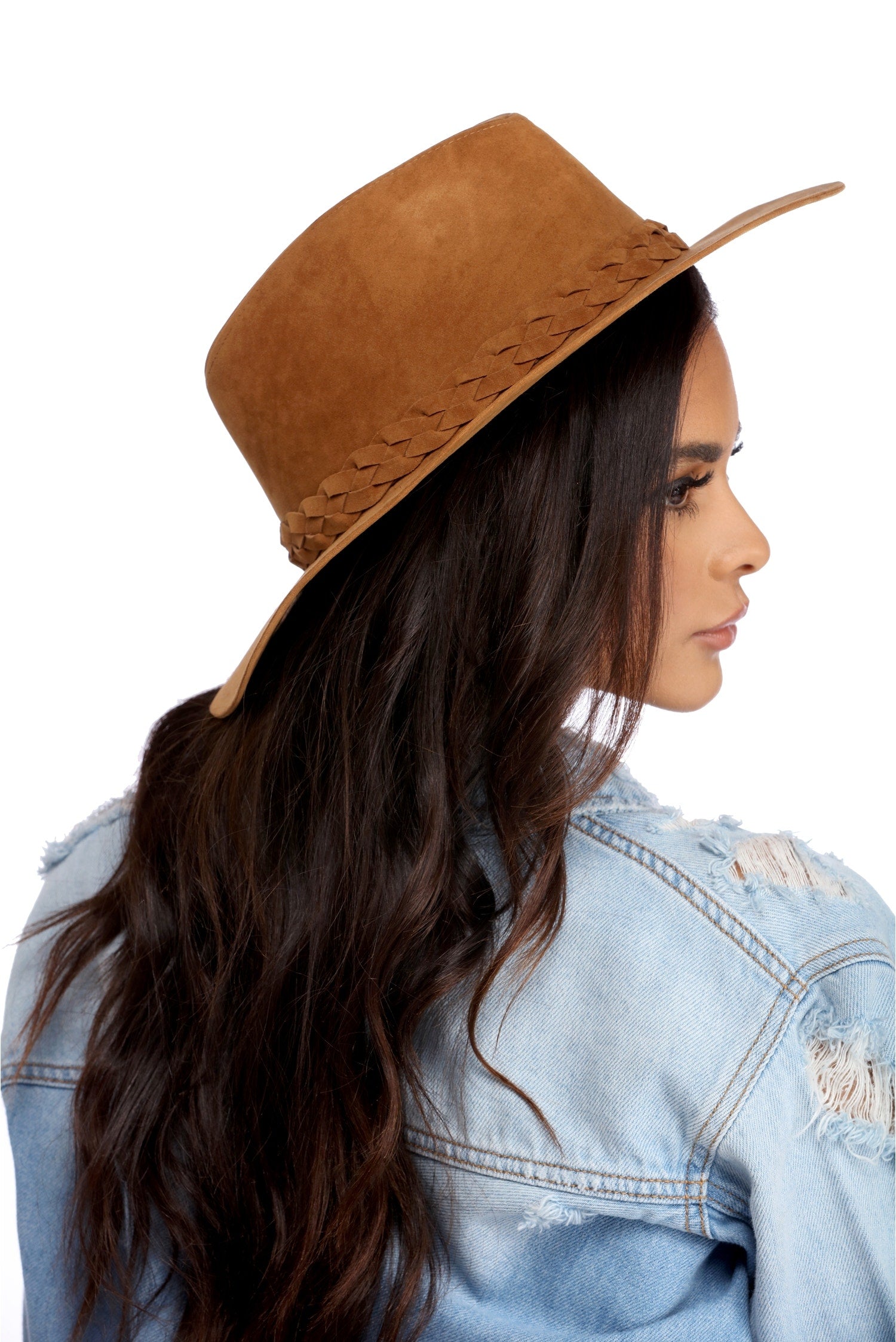 Braided Faux Suede Panama Hat - Image 6