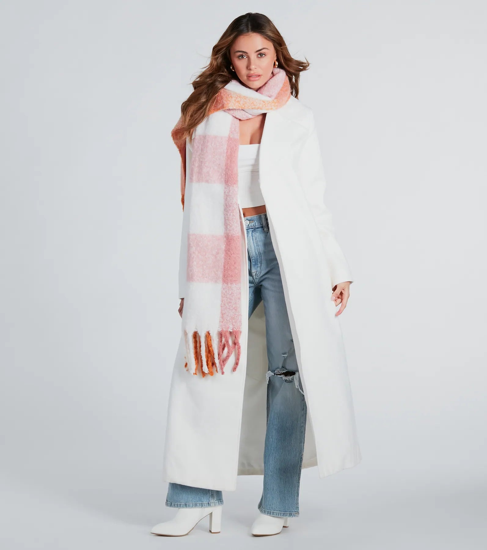 Cozy Stroll Colorblock Fringe Blanket Scarf - Image 3