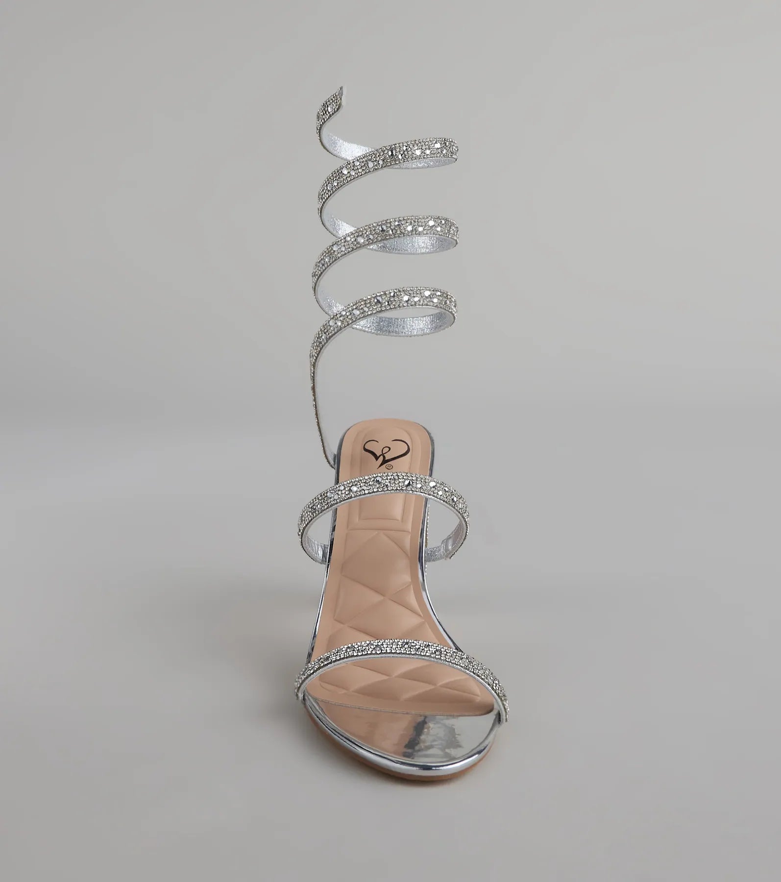 Feelin' Glam Rhinestone Spiral Strap Block Heels - Image 3