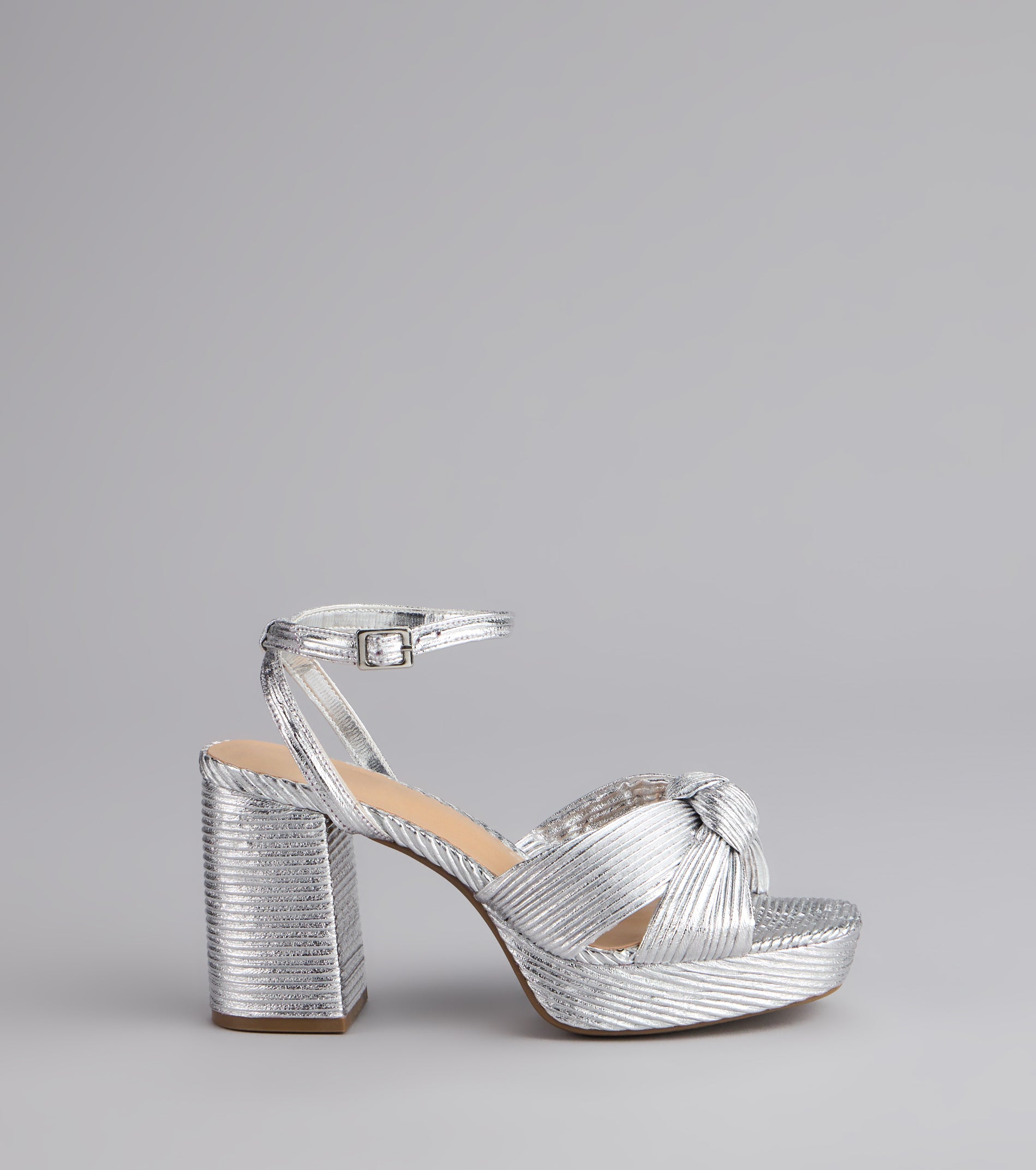 Shimmer Steps Metallic Block Heels - Image 2