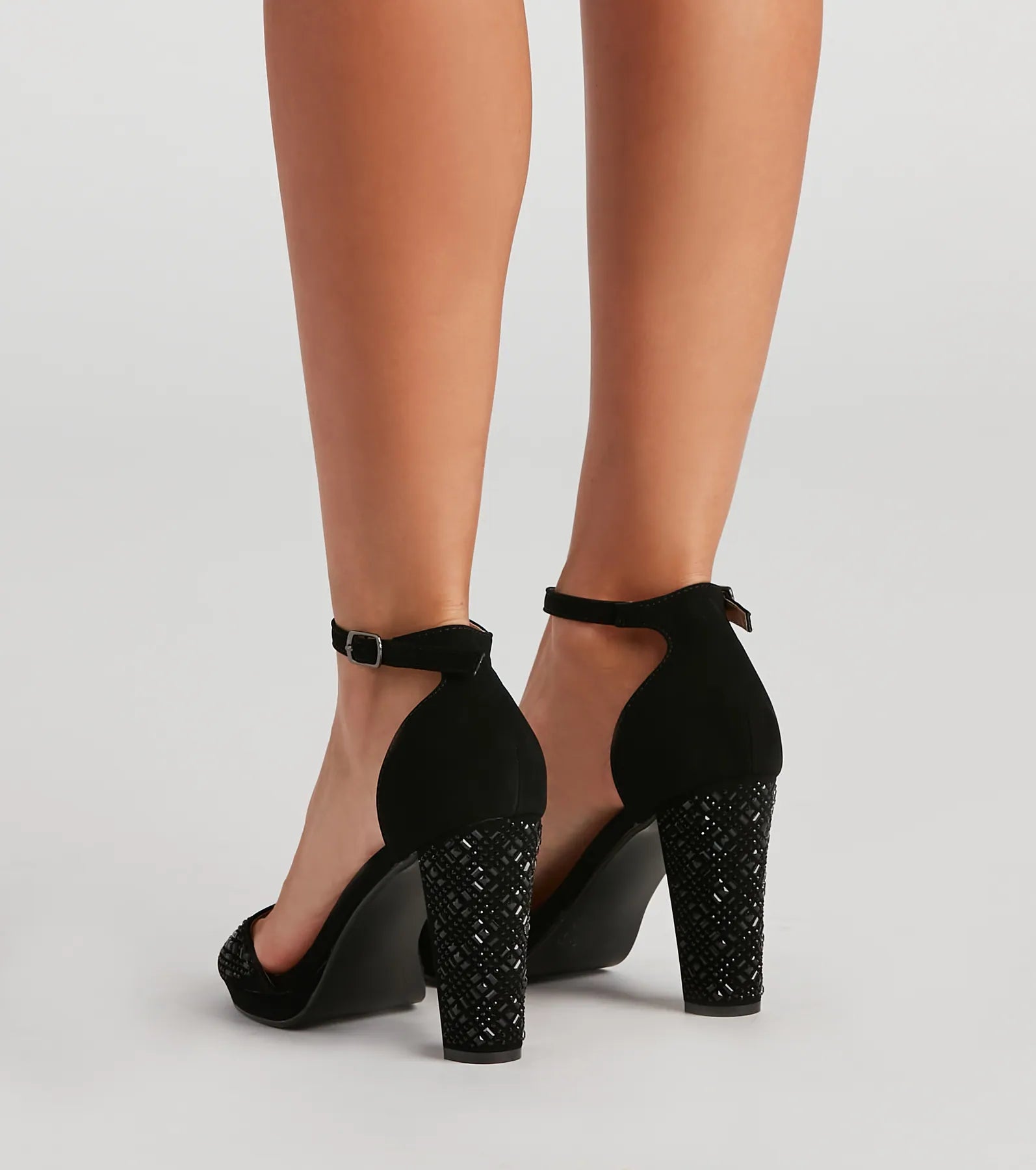 Glam And Gleam Rhinestone Block Heels - Image 4