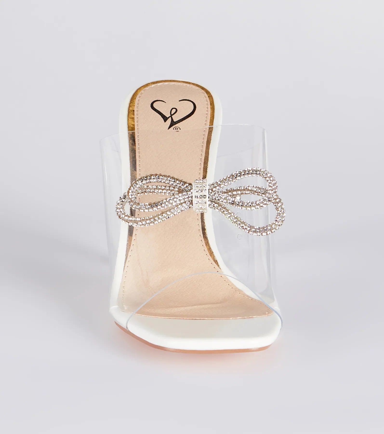 Clearly The Vibe Rhinestone Bow Lucite Mules - Image 3