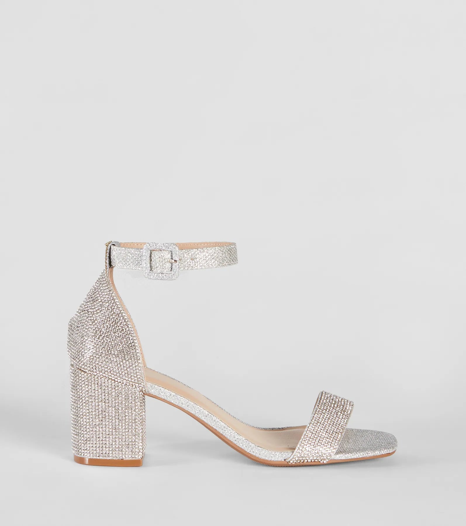 Glitzy Babe Rhinestone Block Heels - Image 2