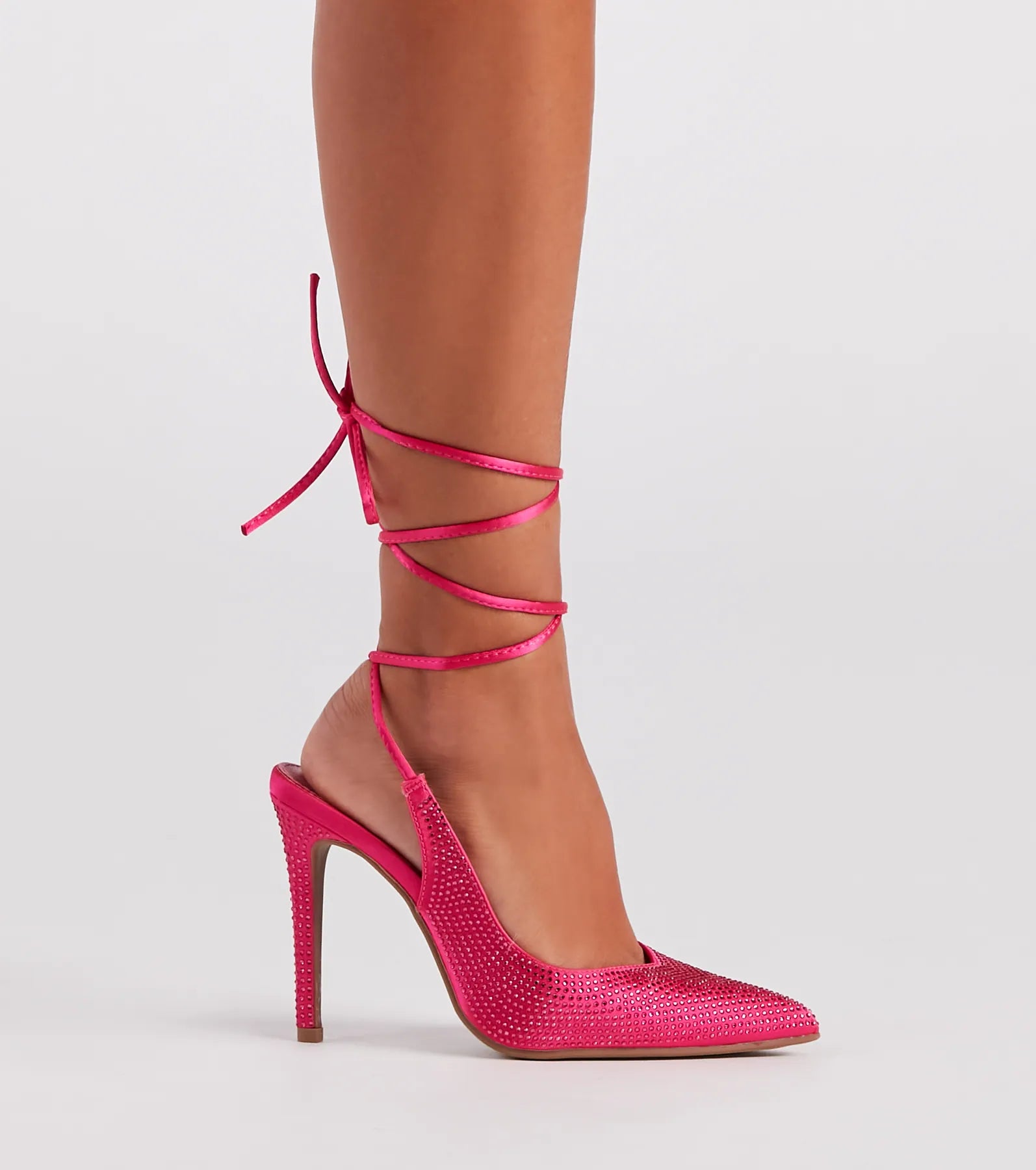 Chic Glam Rhinestone Lace-Up Stiletto Heels - Image 3