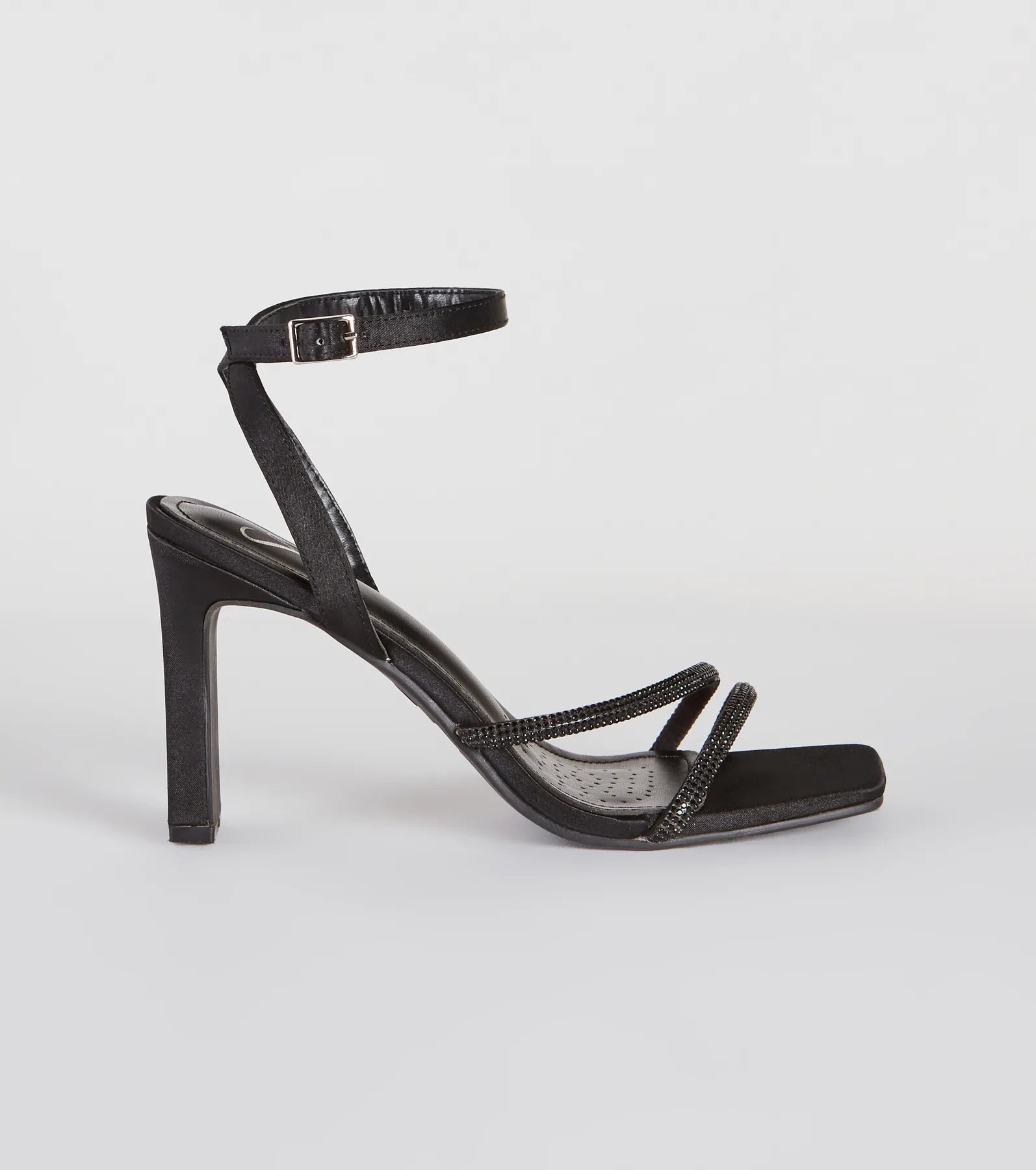 Starry Soiree Satin Rhinestone Block Heels - Image 2