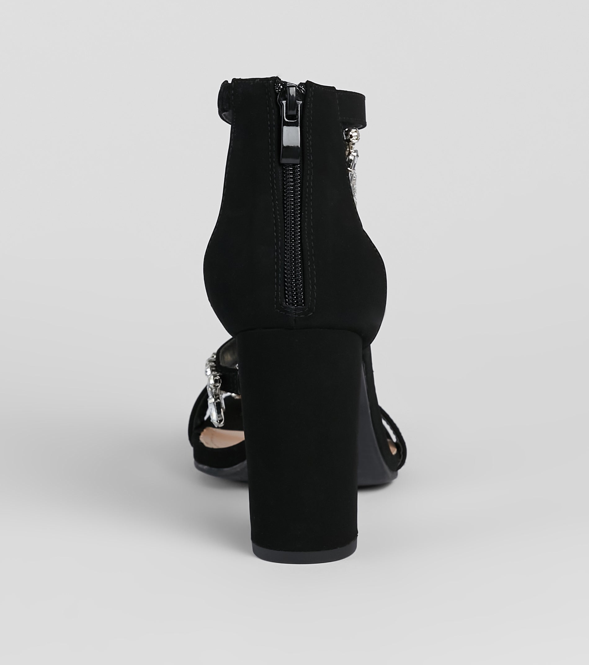 A Moment Of Luxe Rhinestone Trim Block Heels - Image 8