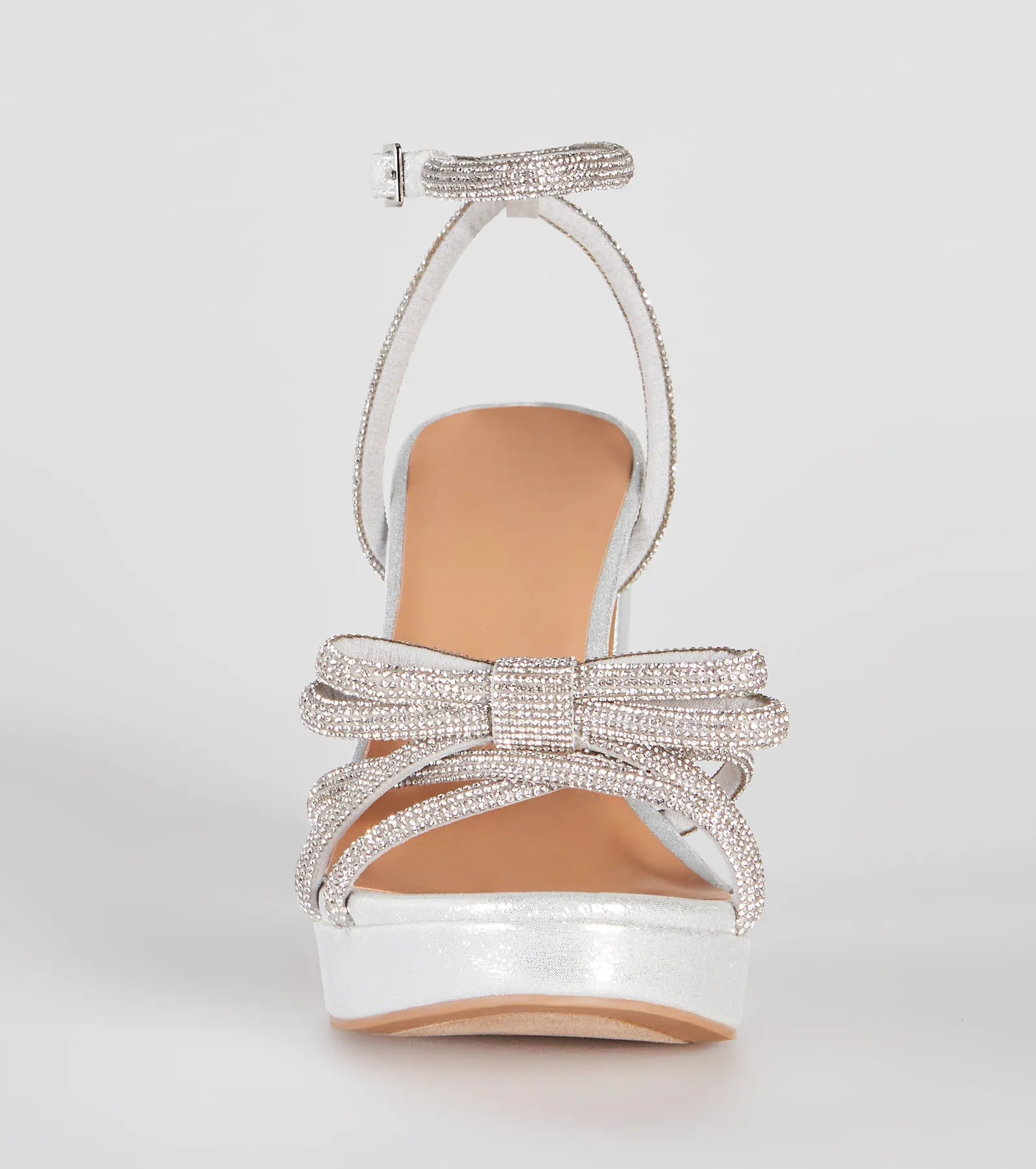 Glamorous Evening Rhinestone Bow Block Heels - Image 3