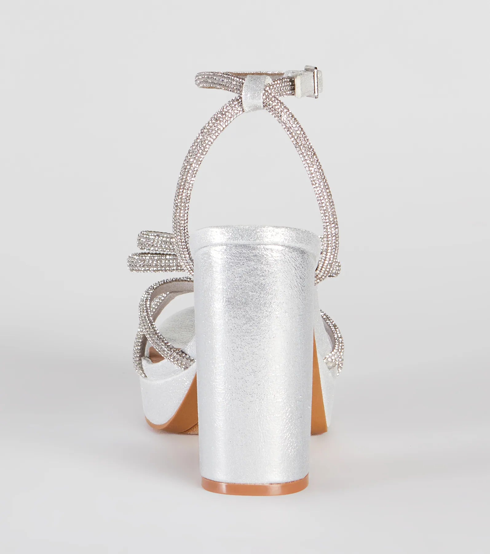 Glamorous Evening Rhinestone Bow Block Heels - Image 4