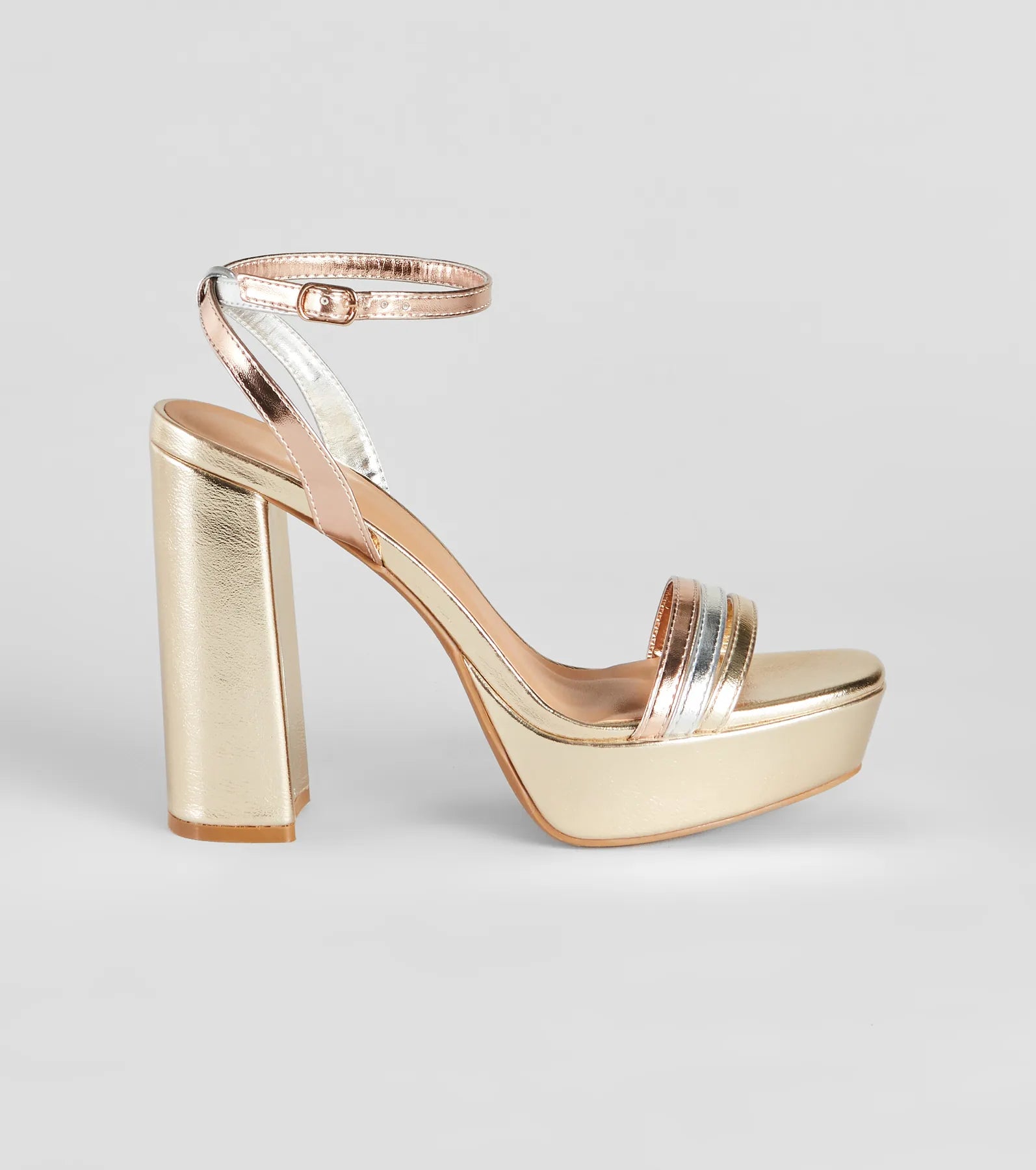 Colorful Steps Metallic Chunky Block Heels - Image 2