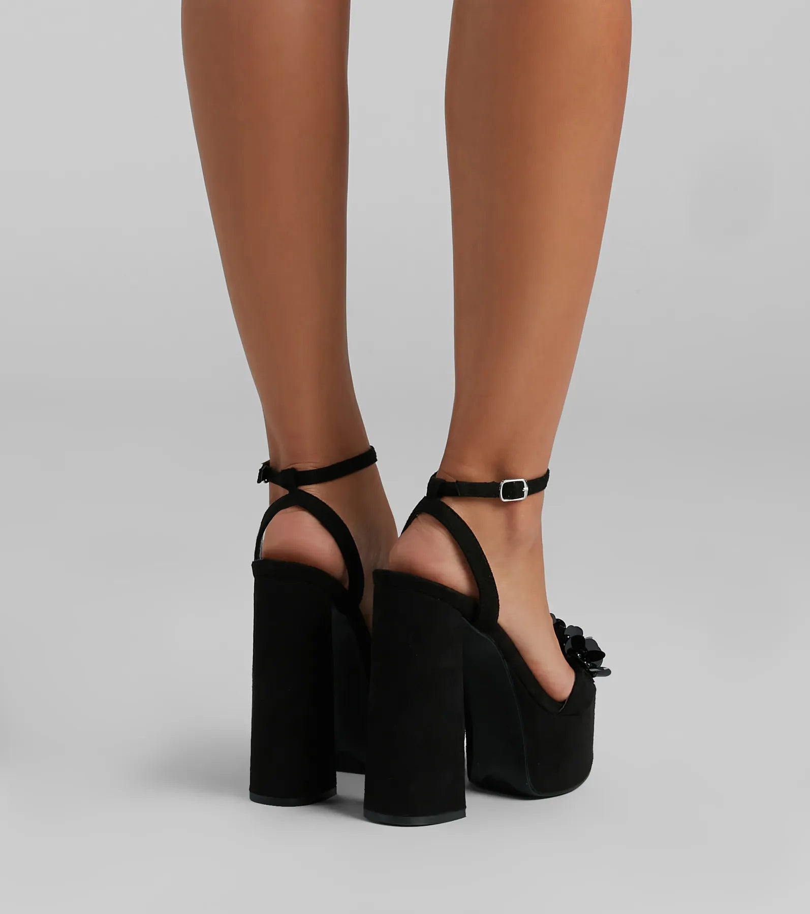 An Evening Out Floral Platform Block Heels - Image 4