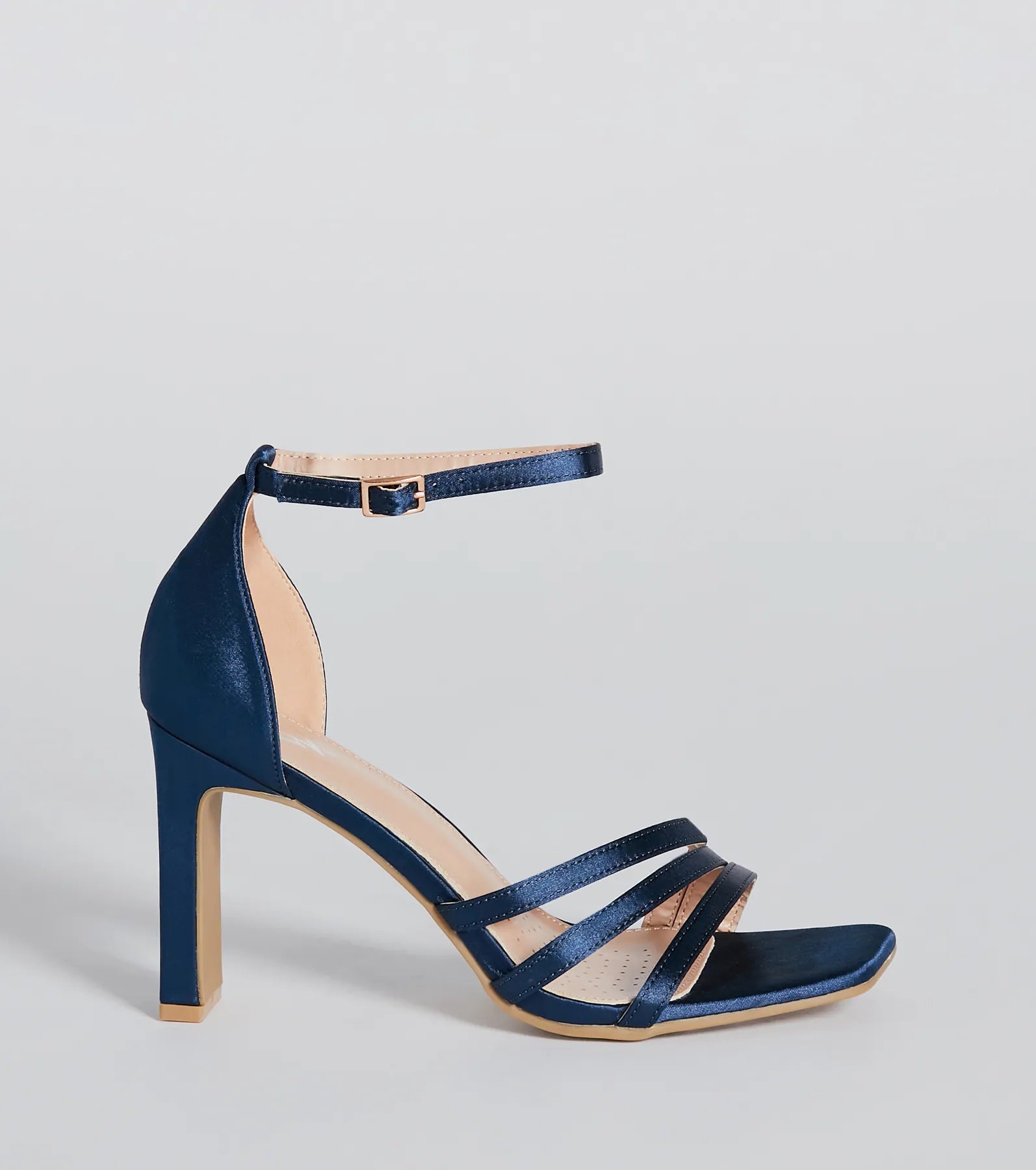 Sleek Status Satin Strappy Block Heels - Image 2