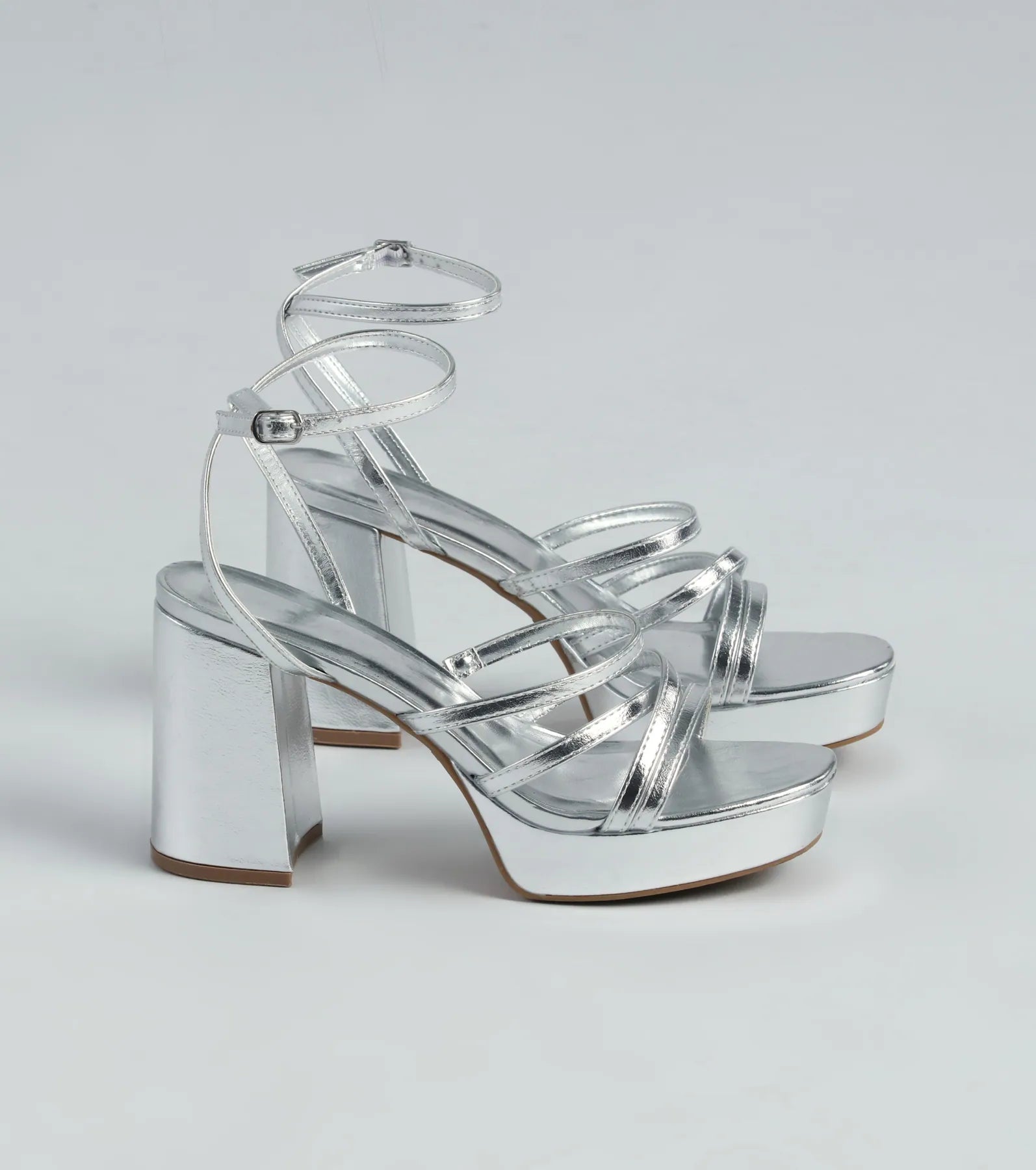 All My Shine Metallic Strappy Platform Heels - Image 5