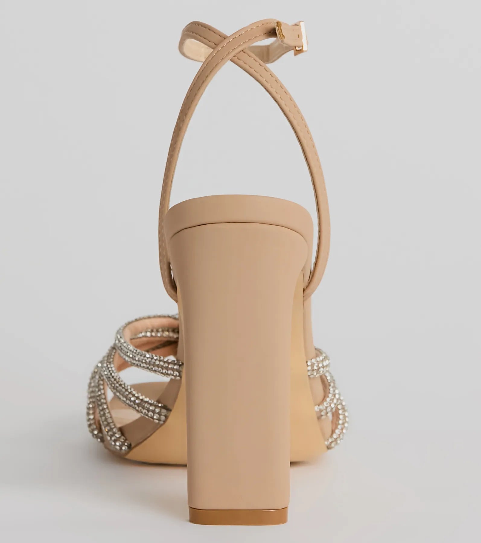 Here To Dazzle Rhinestone Strappy Block Heels - Image 8