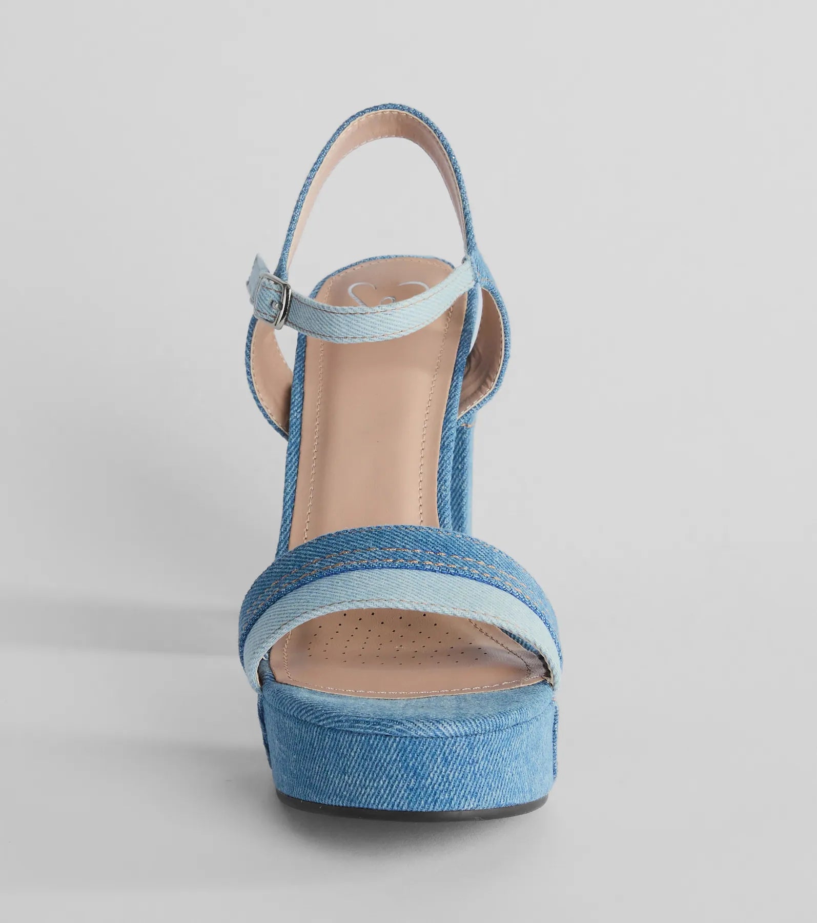 Style Quotient Platform Denim Block Heels - Image 3