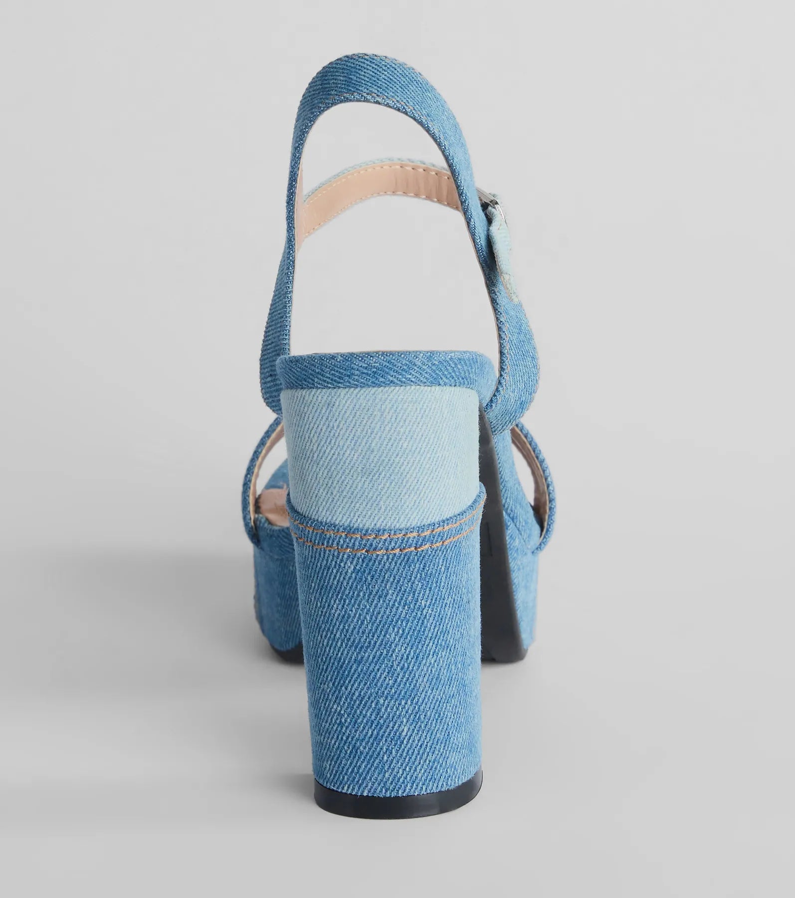 Style Quotient Platform Denim Block Heels - Image 4