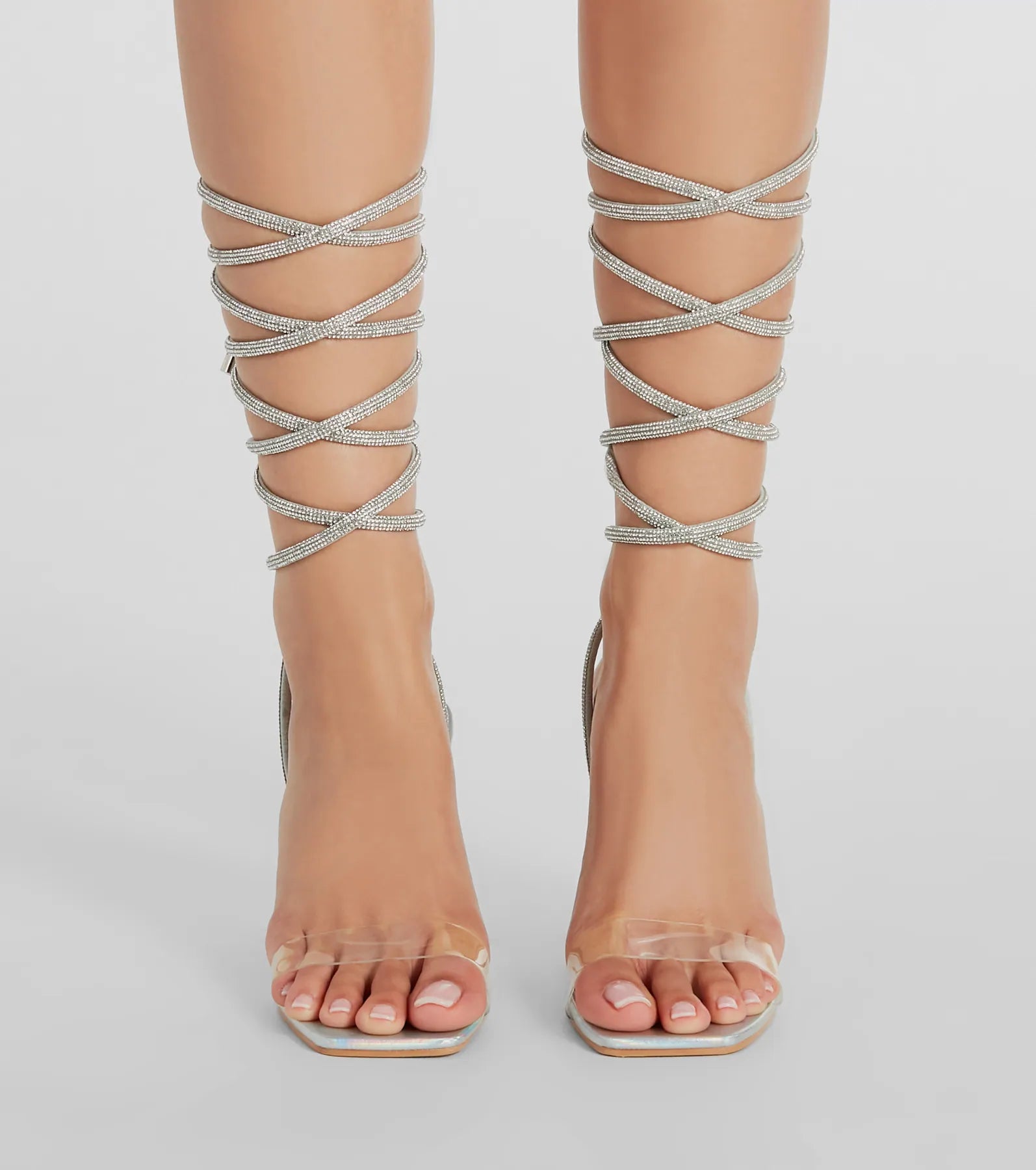 Wrapped Up Babe Rhinestone Lace-Up Stiletto Heels - Image 2