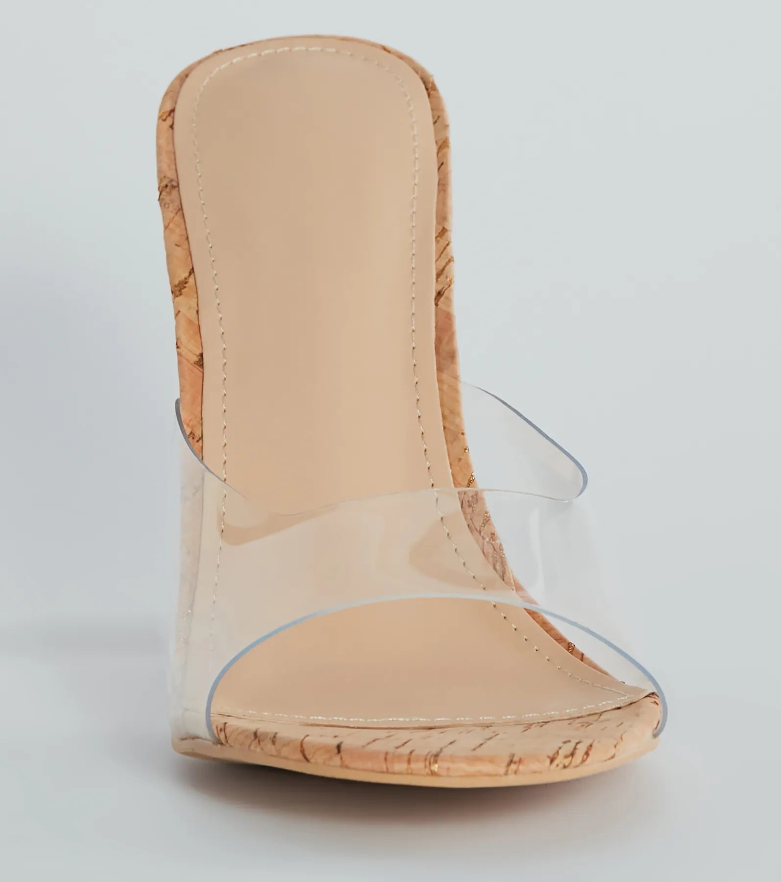 Contemporary Cutie Clear Cork High Heel Sandals - Image 3
