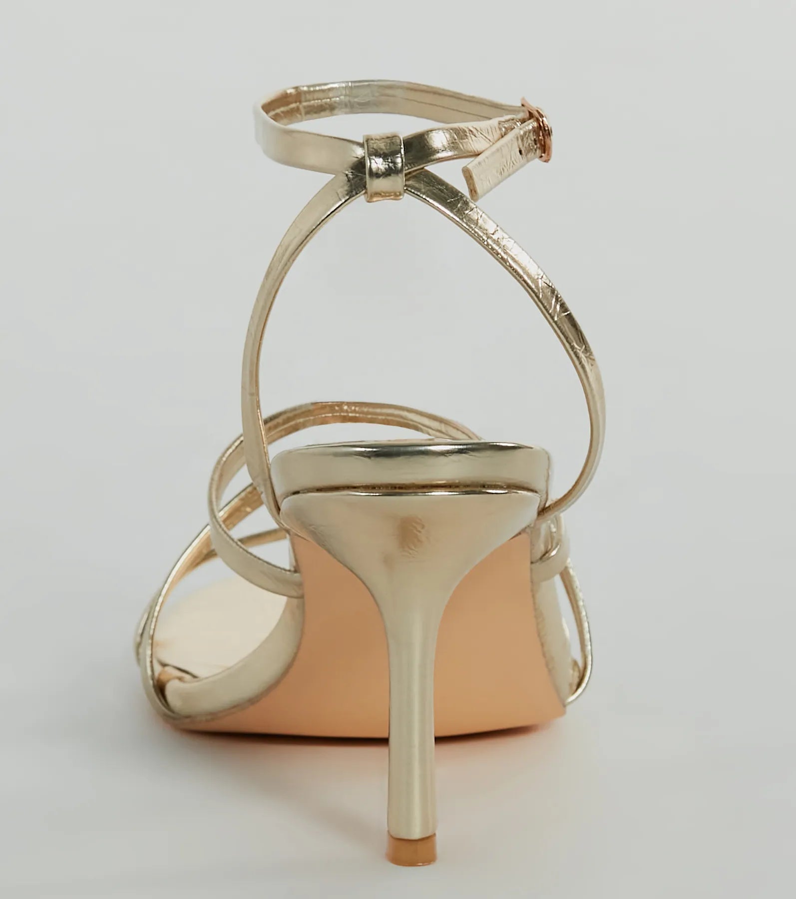 Ahead Of The Crowd Strappy Metallic Stiletto Heels - Image 4