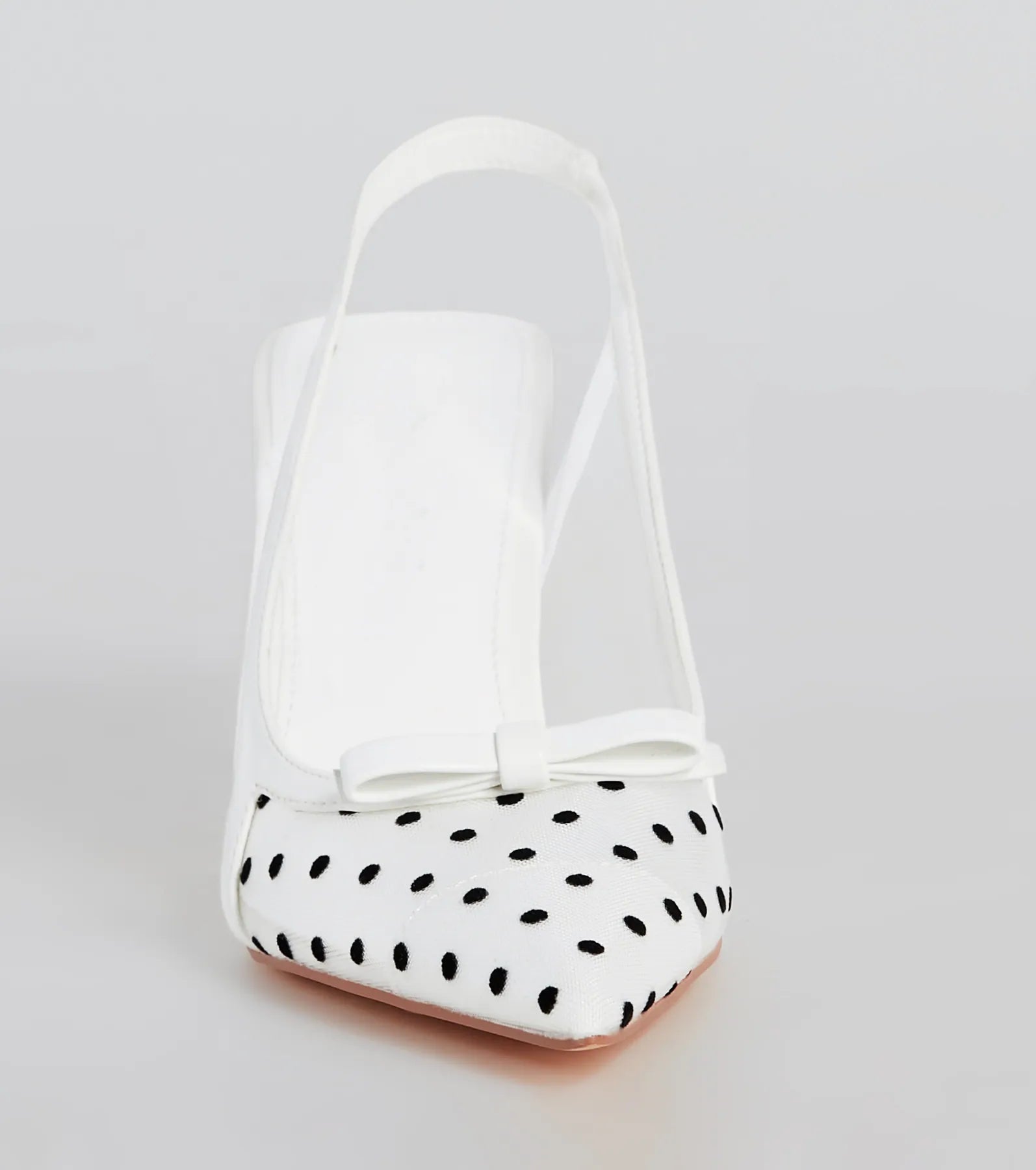 Adorably Posh Polka Dot Mesh Slingback Pumps - Image 3
