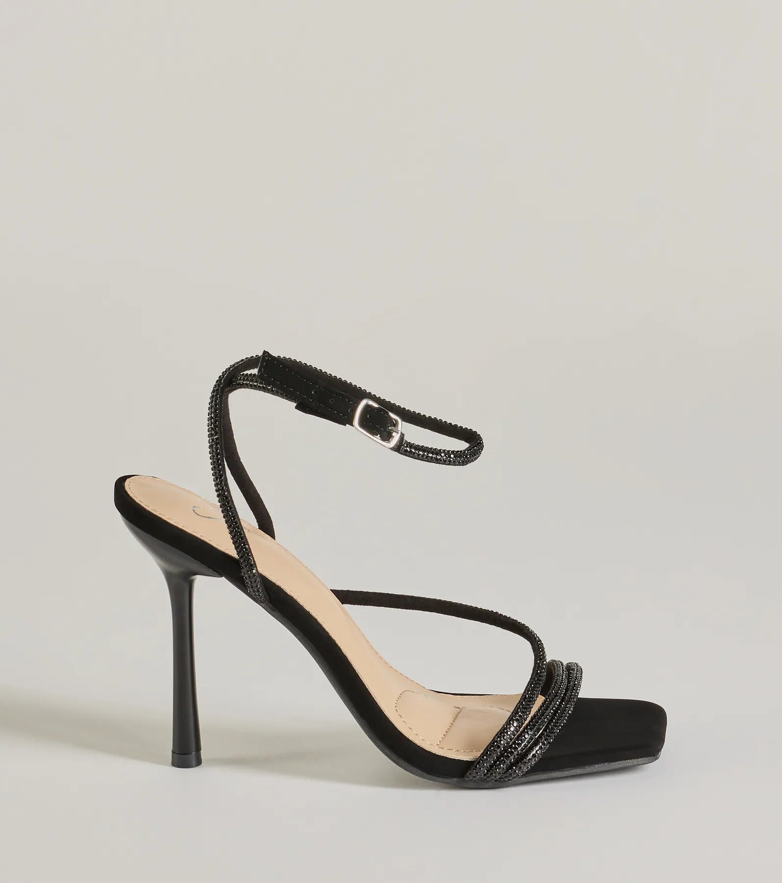 Amped Up Glam Rhinestone Strappy Stiletto Heels - Image 2
