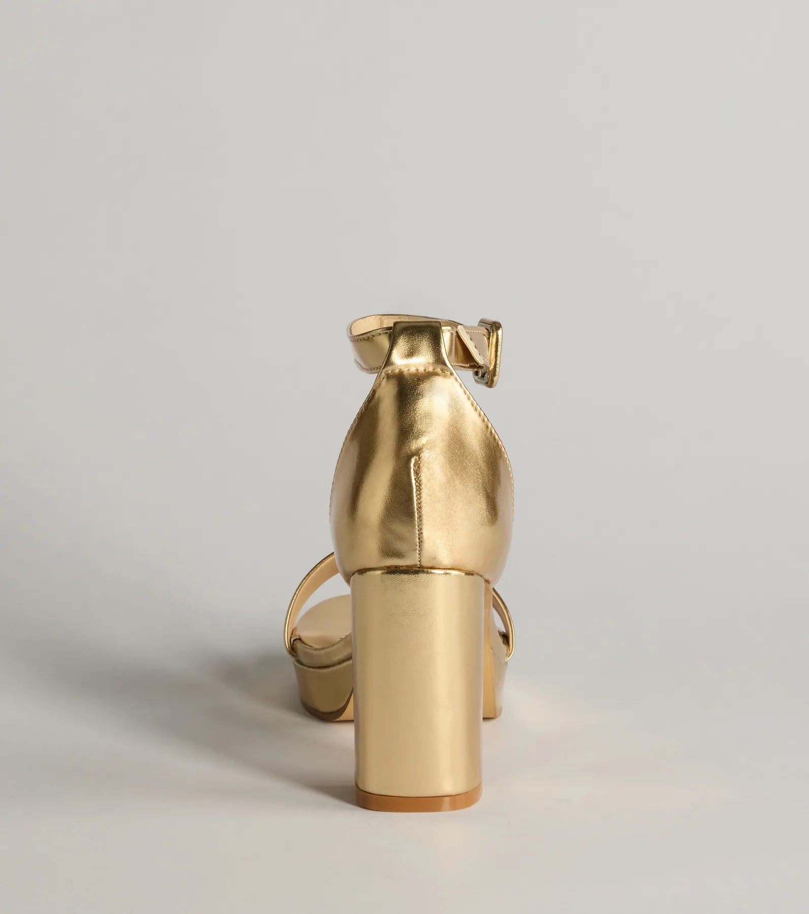 Bring The Shine Metallic Faux Leather Platform Heels - Image 3