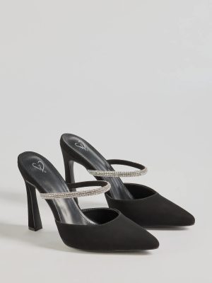 Chic Shine Rhinestone Strap Stiletto Pumps